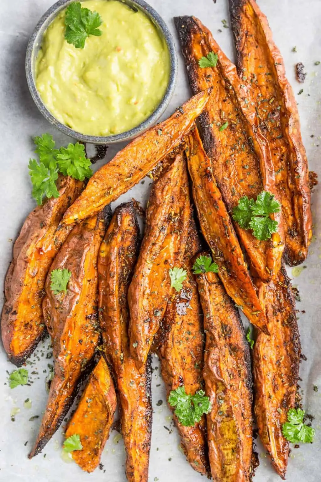 Air Fryer Sweet Potato Fries with Avocado Aioli