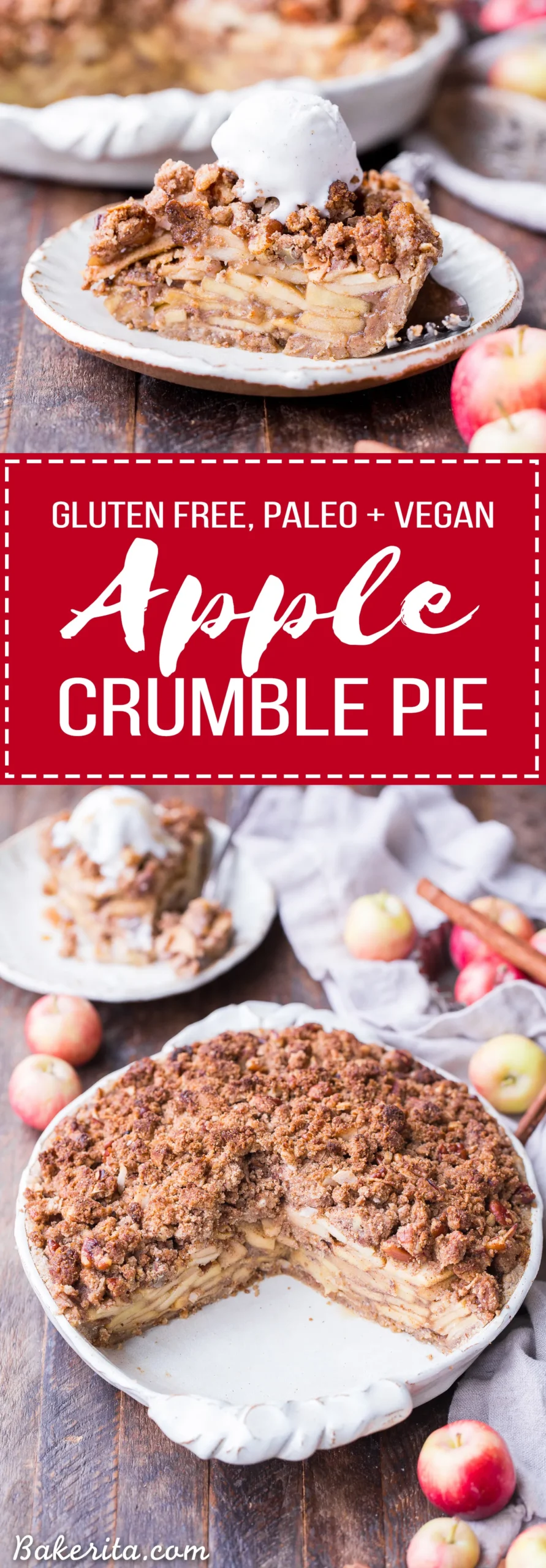 Apple Crumble Pie Gluten Free Paleo Vegan