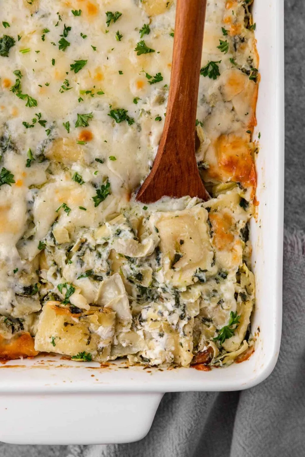 Artichoke Spinach Ravioli Bake