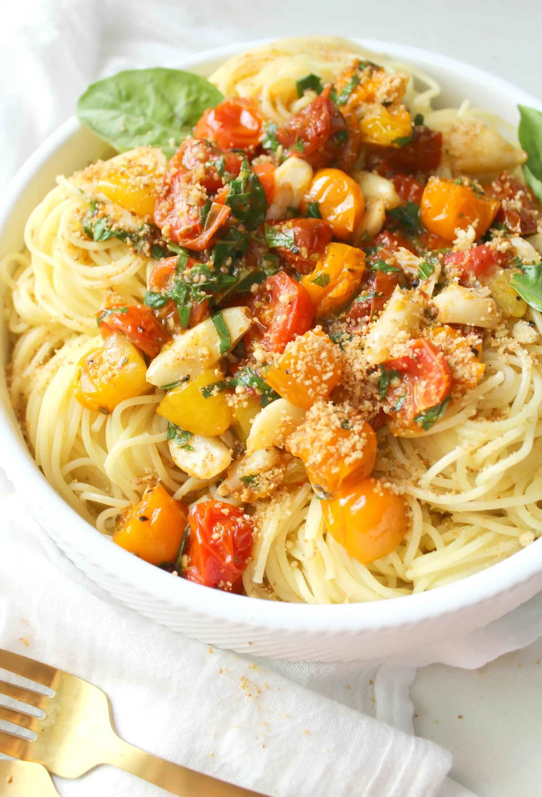 Assorted Tomatoes with Parmesan and Olive Oil Breadcrumbs
