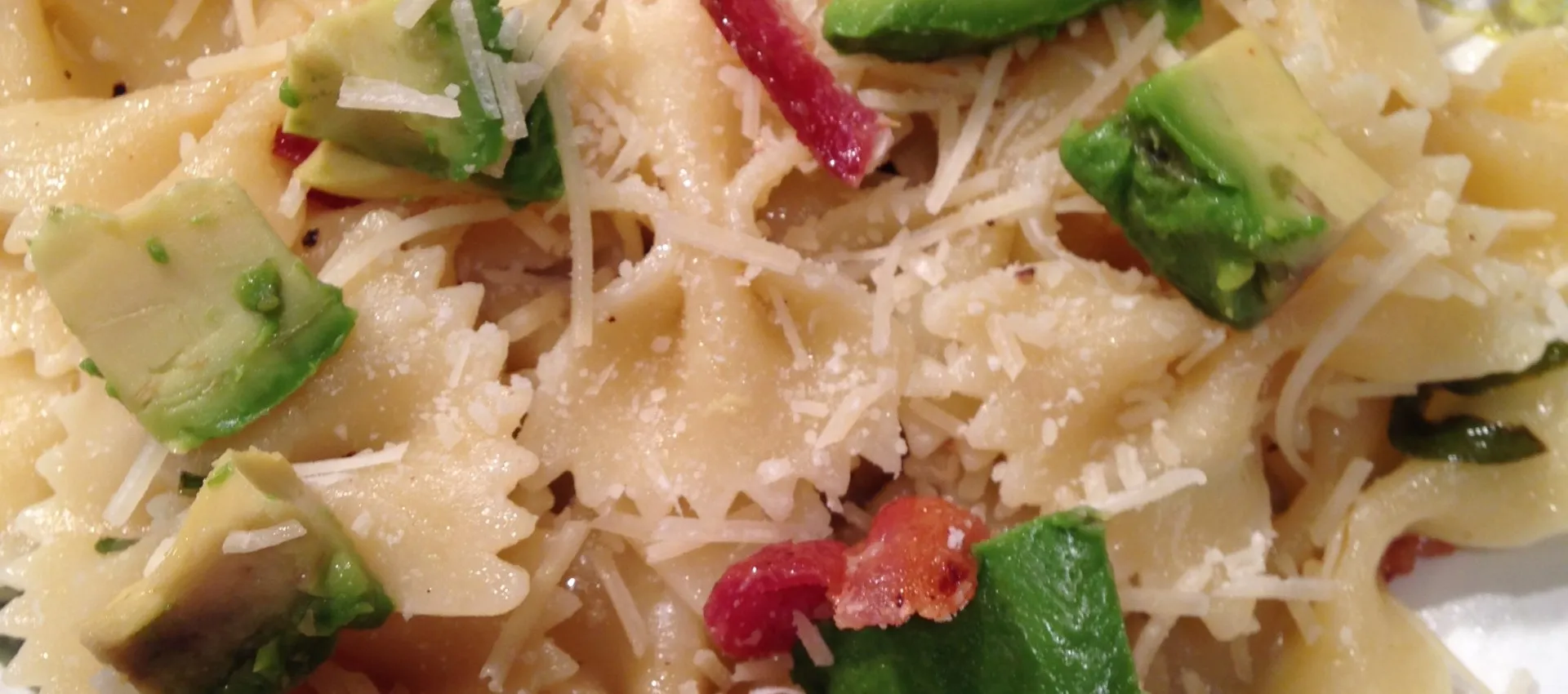 Avocado Pasta with Basil and Bacon