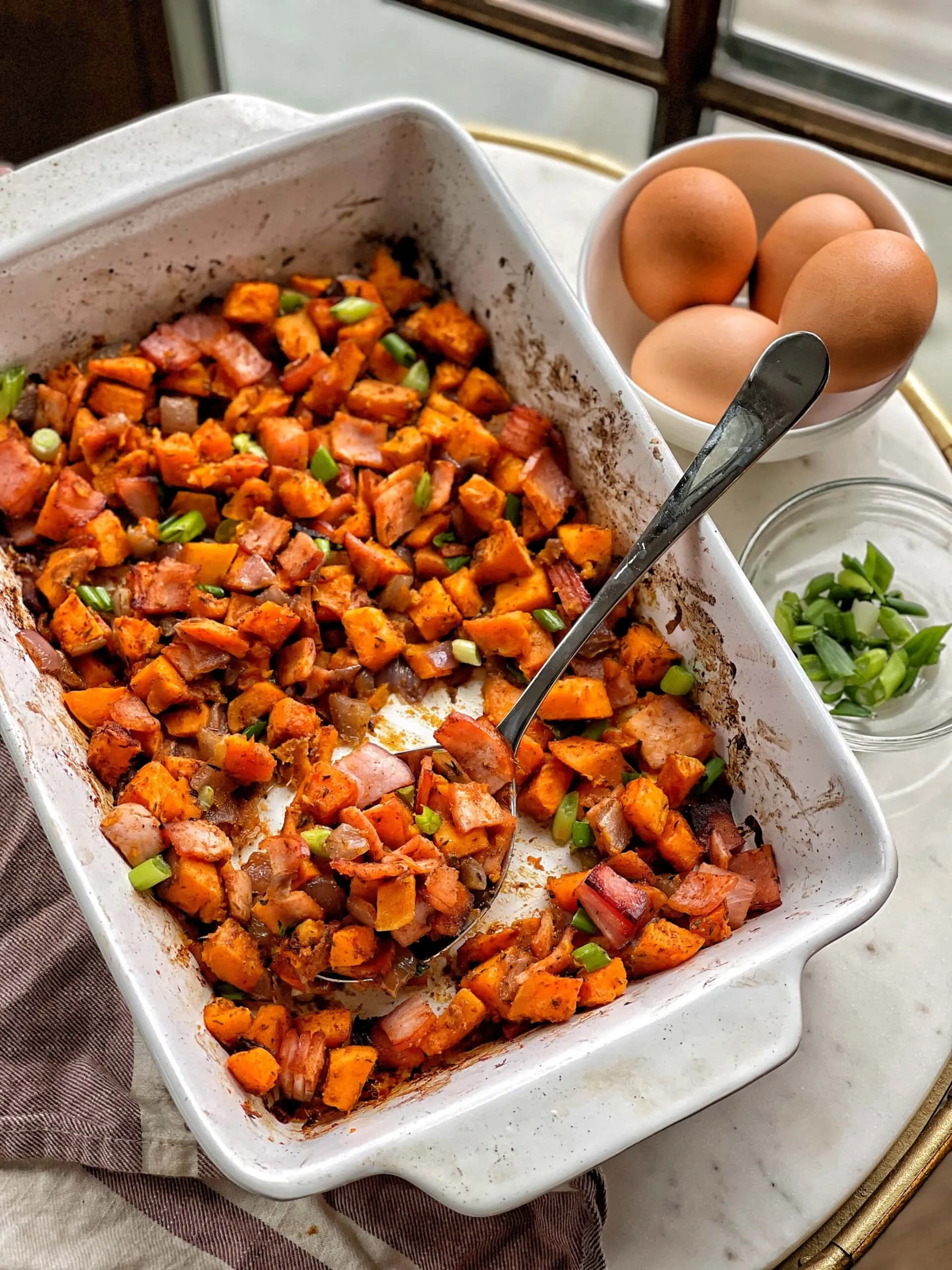 Bacon Pineapple and Sweet Potato Hash