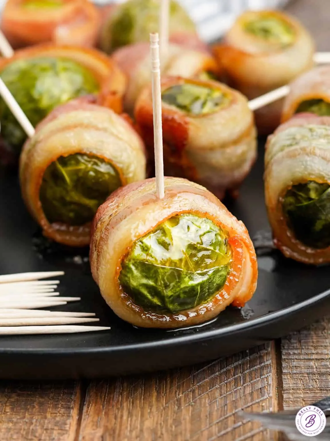 Bacon Wrapped Brussels Sprouts with Almond Butter Dipping Sauce