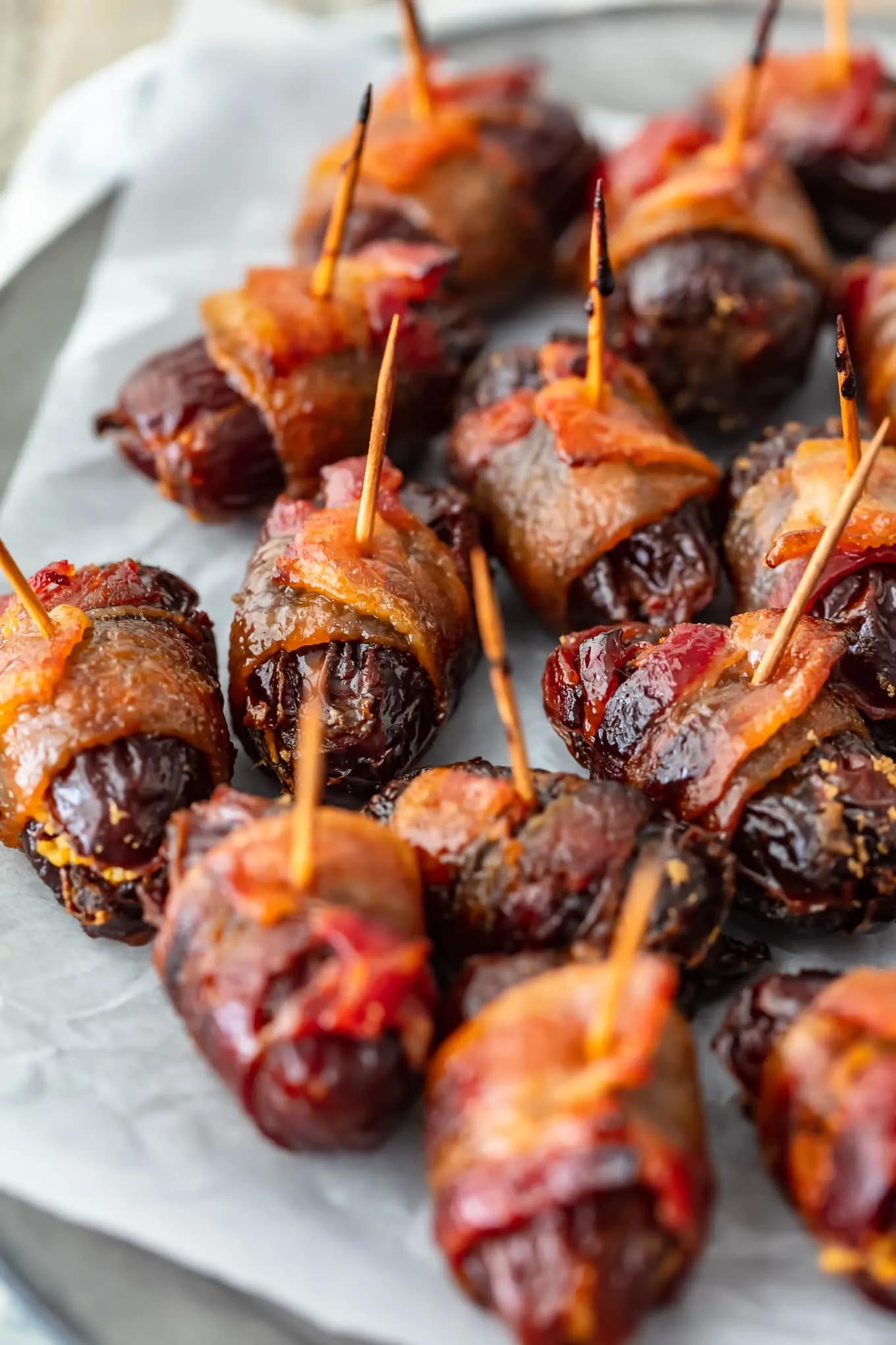 Bacon Wrapped Dates with Goat Cheese Honey
