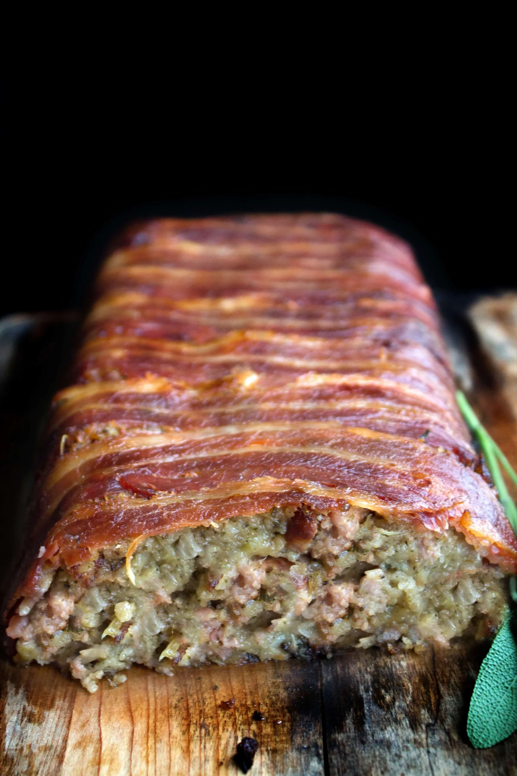 Bacon Wrapped Sage Sausage Stuffing