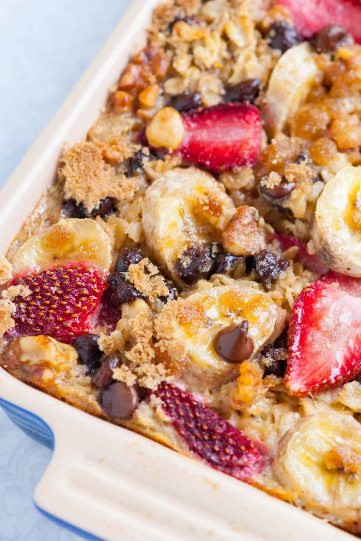 Baked Banana Oatmeal with Strawberries