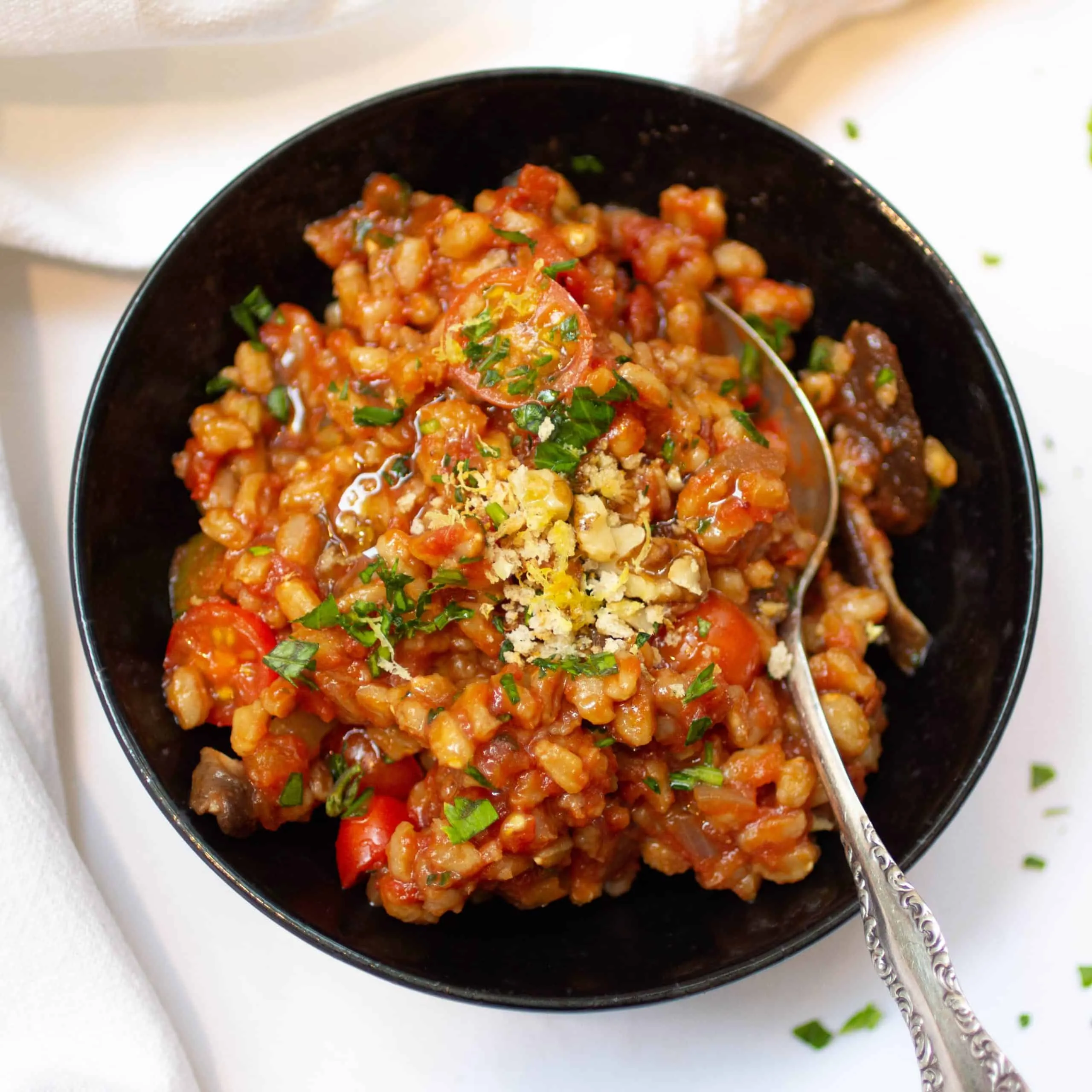 Baked Farro with Tomato and Herbs