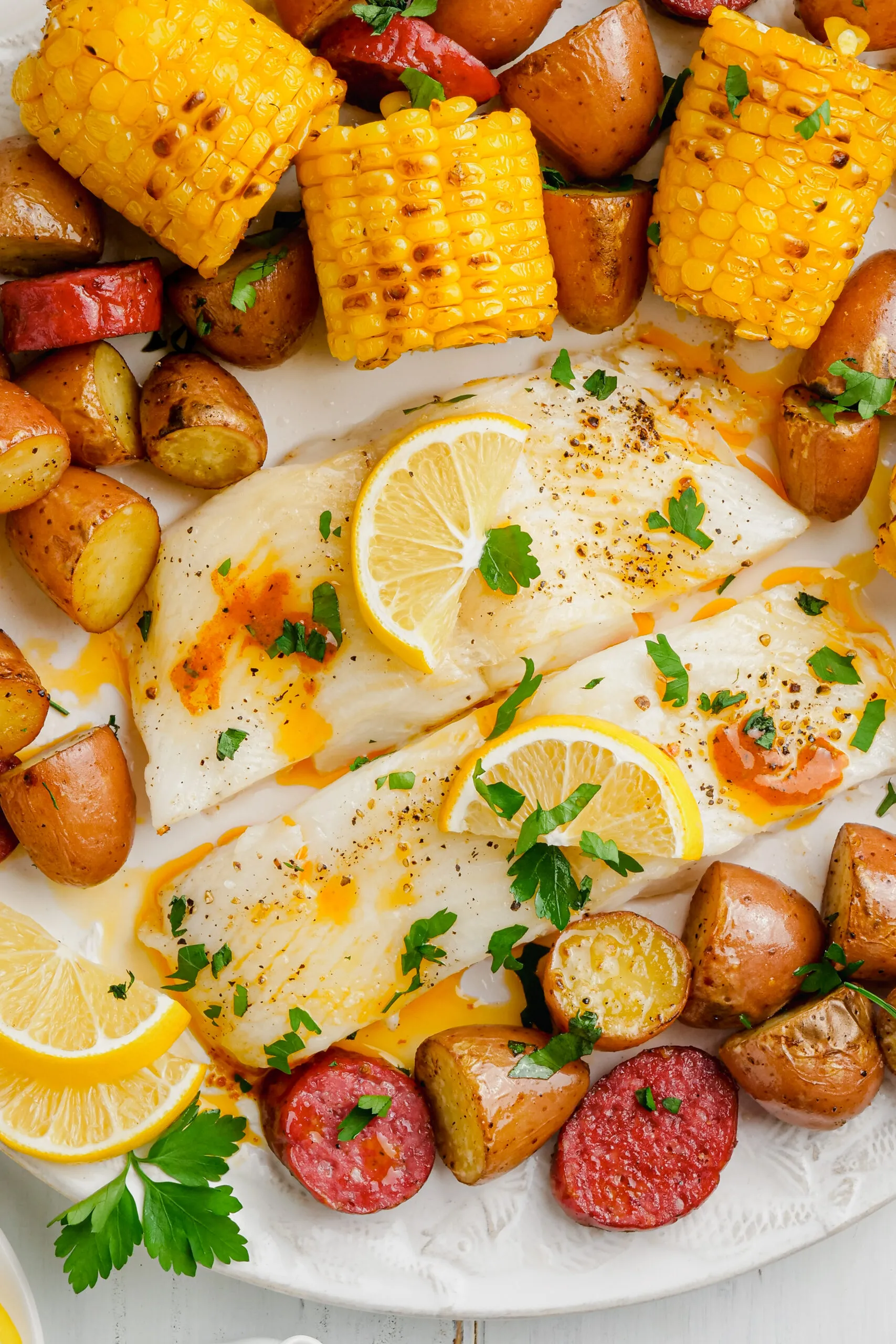 Baked Halibut Sheet Pan Dinner