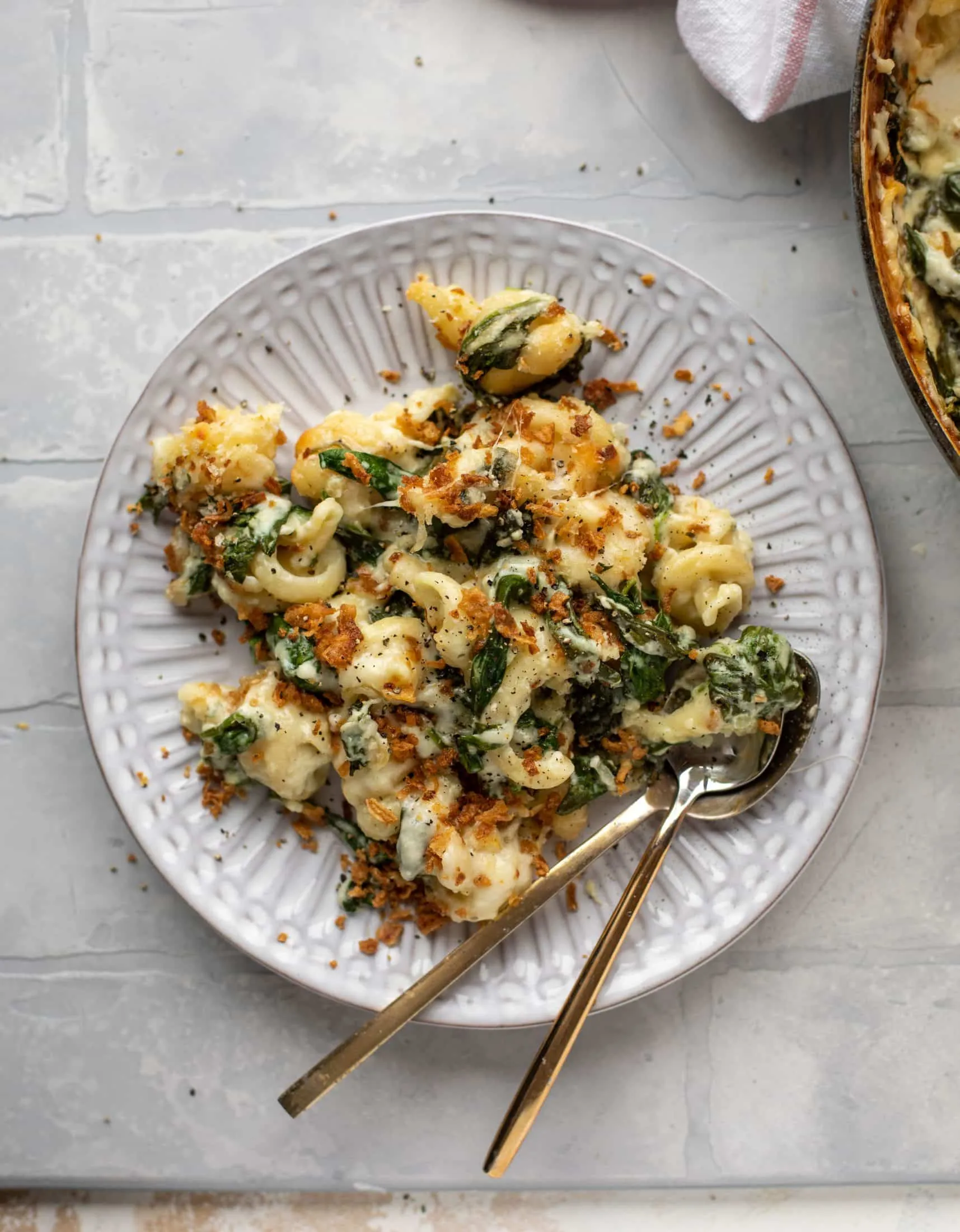 Baked Mac and Cheese with Spinach Salad