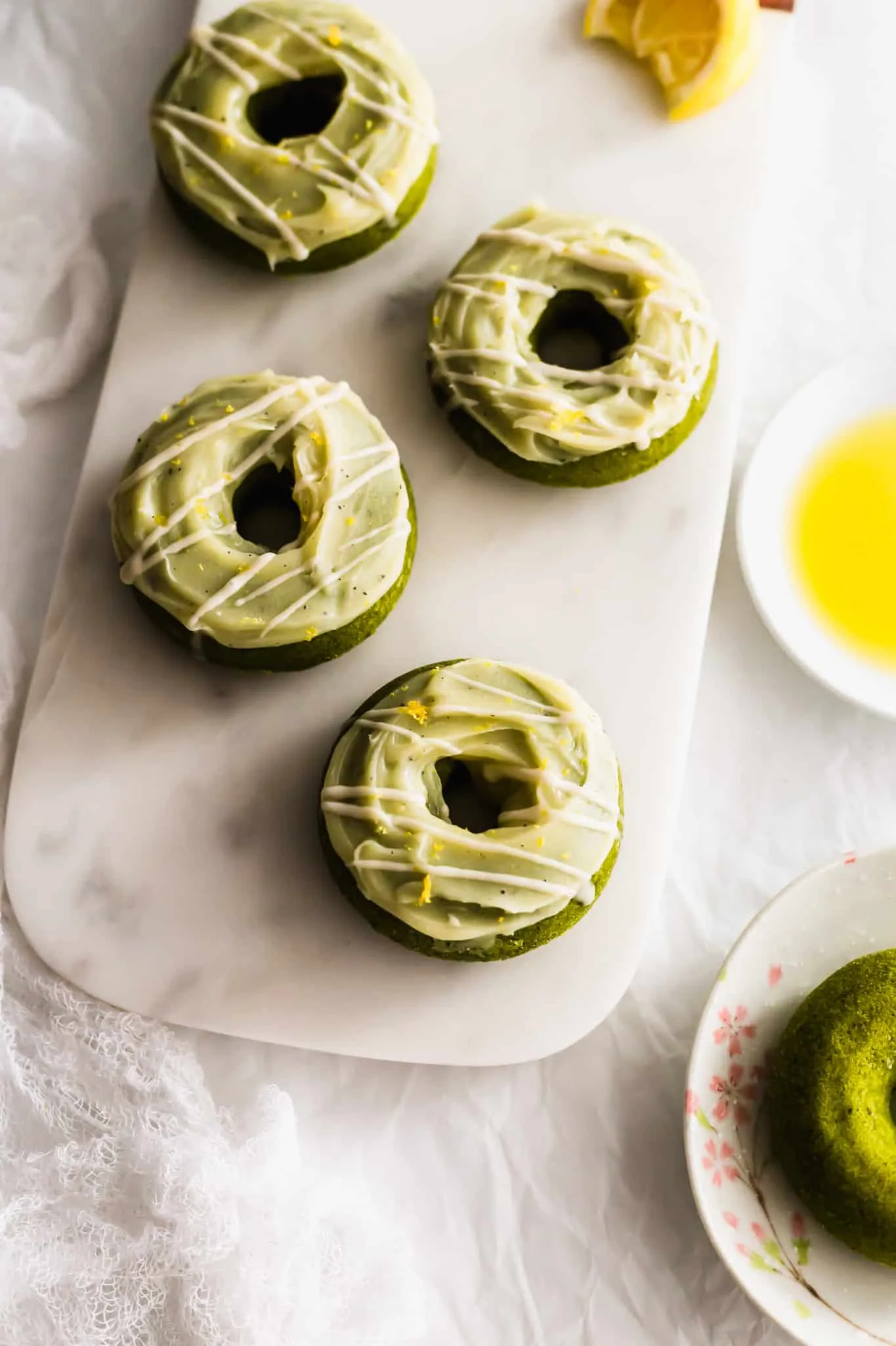 Baked Matcha Yuzu Olive Oil Doughnuts