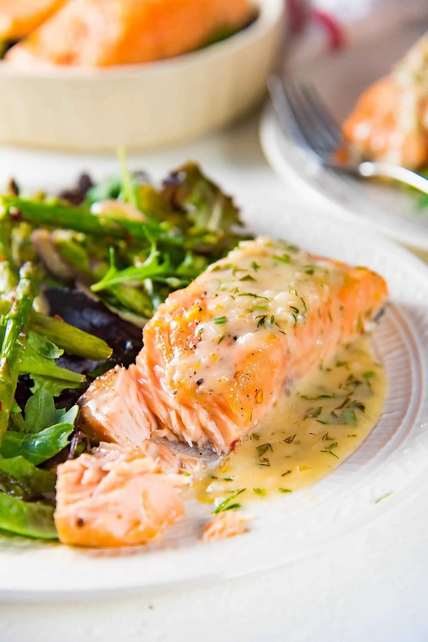 Baked Salmon with Lemon Shallot Butter Sauce