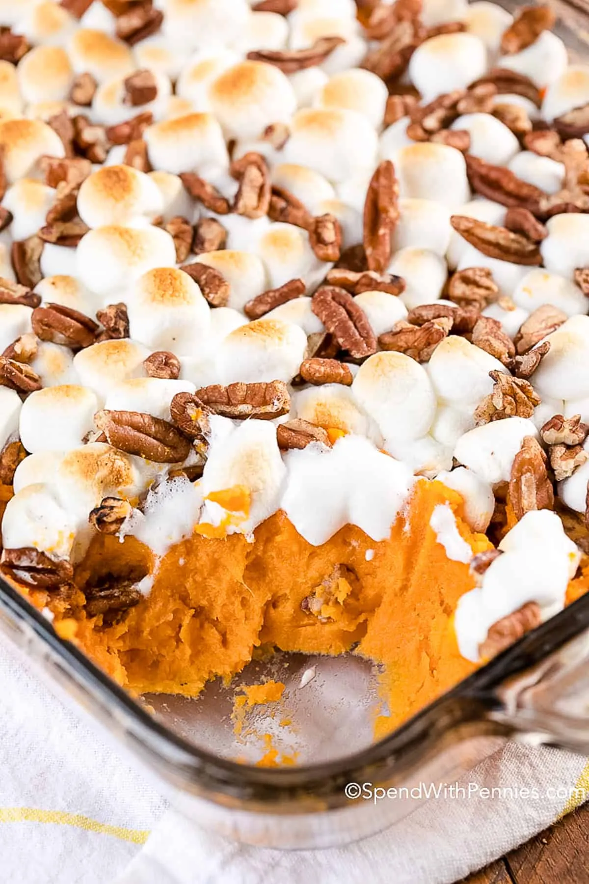 Baked Sweet Potatoes with Marshmallow Pecan Topping