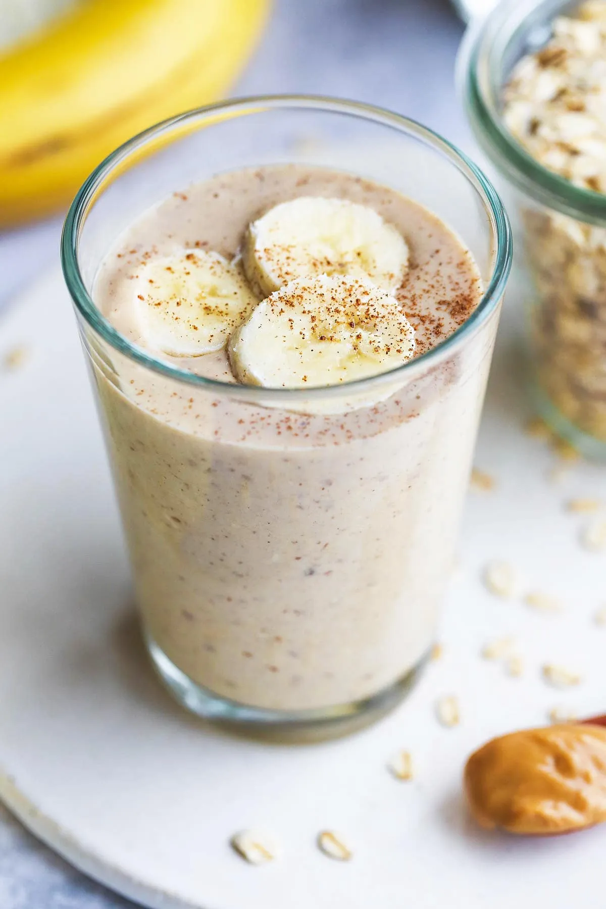 Banana Nut Oatmeal Raisin Smoothie with Coconut