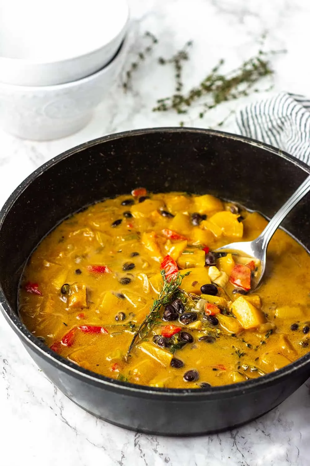 Black Bean and Squash Stew with Kale and Barley
