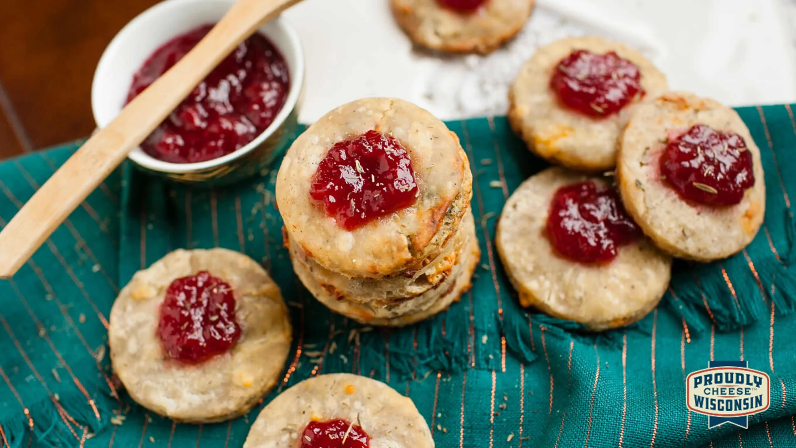Blue Cheese Shortbread with Strawberry Preserves
