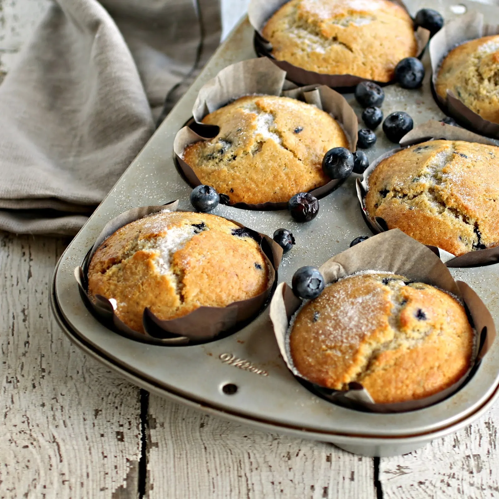Blueberry Basil Cornmeal Muffins