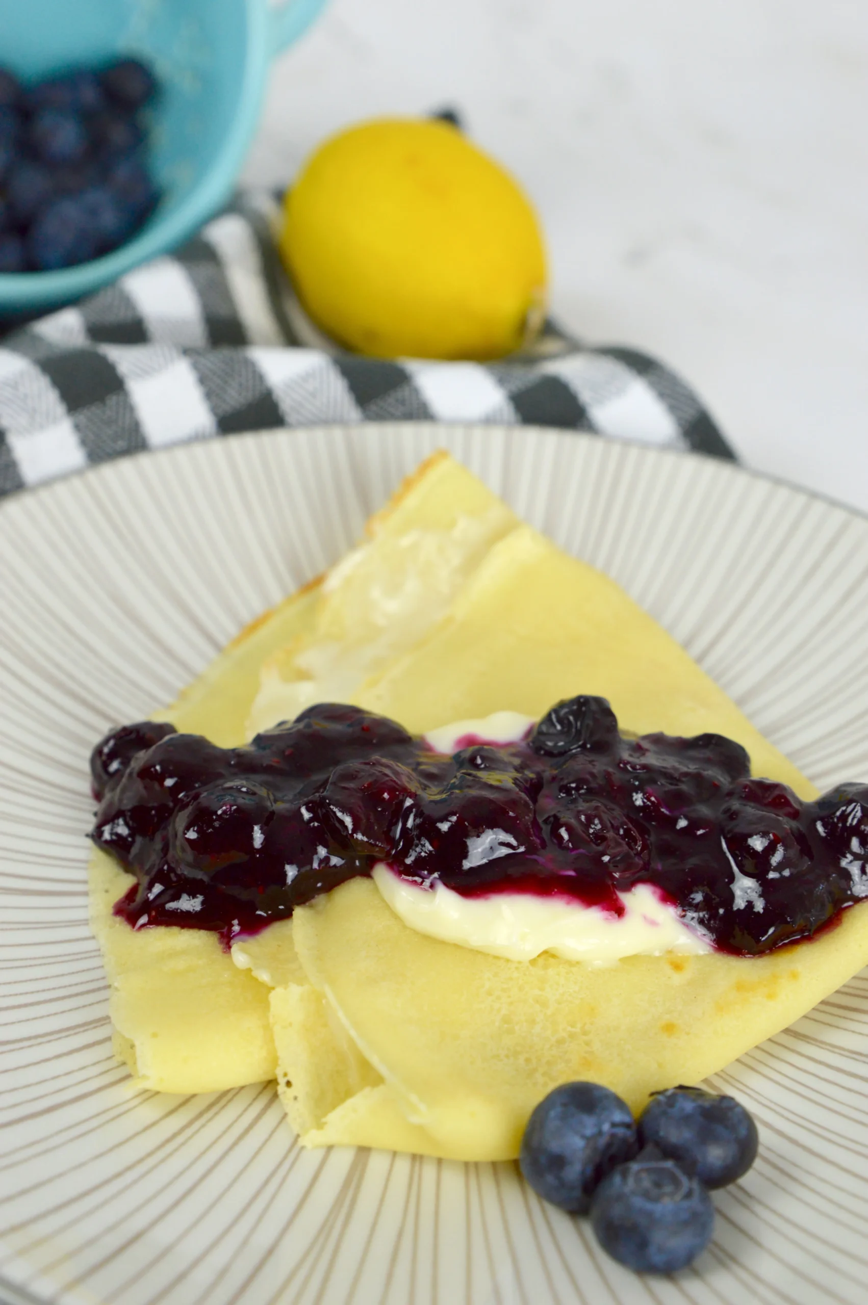Blueberry Crepes with Cream Cheese Filling