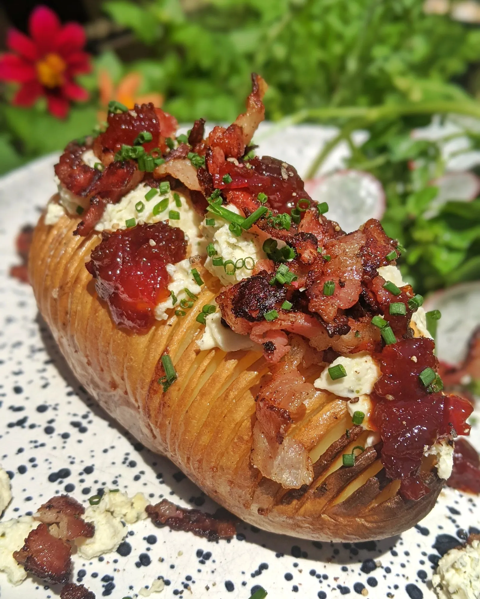 Boursin Bacon Hasselback Baked Potato