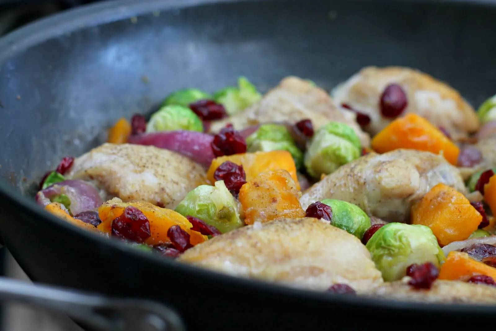 Braised Chicken with Squash and Cranberries