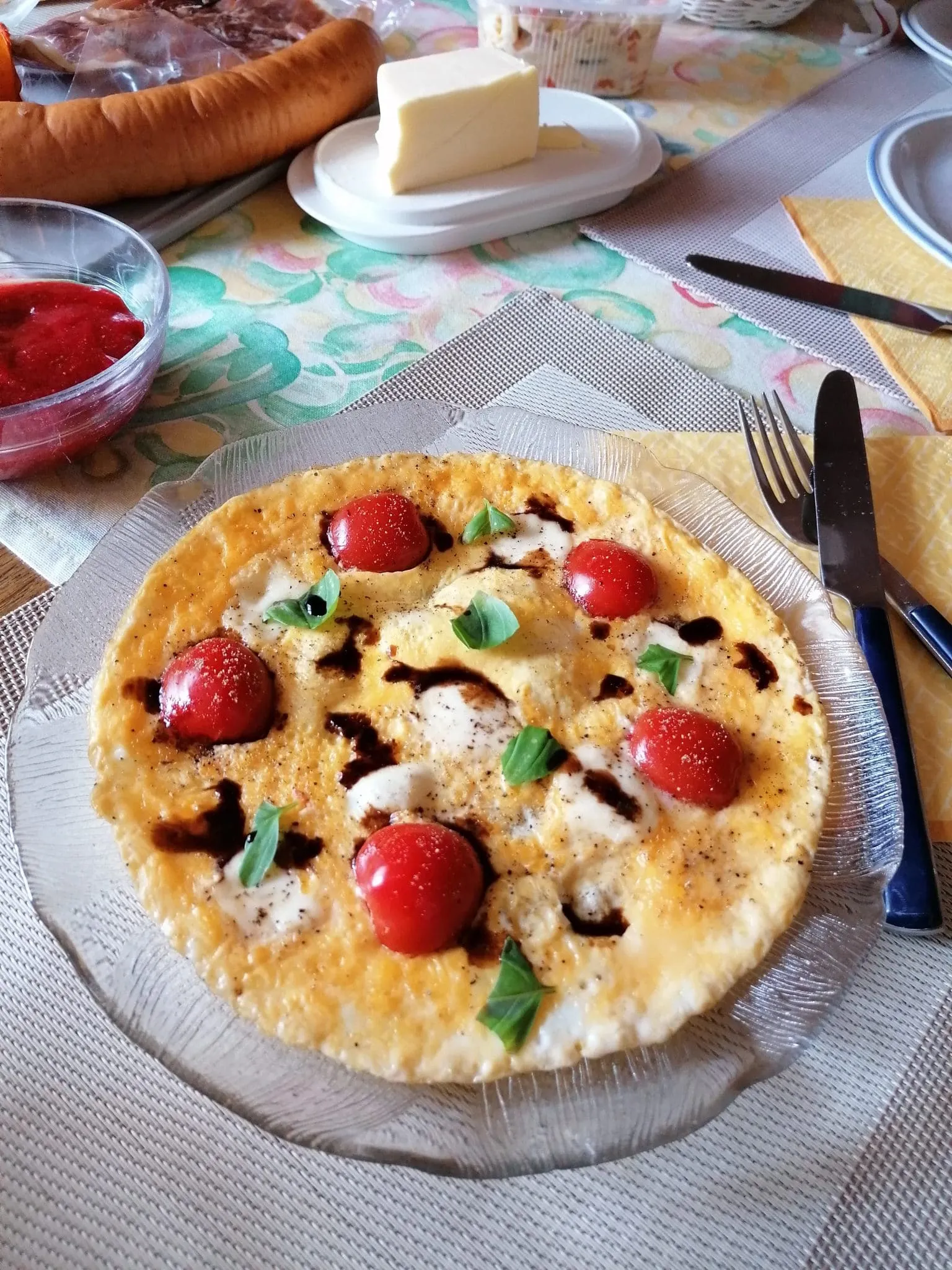 Breakfast Mozzarella Omelet with Sage and Red Chile Flakes