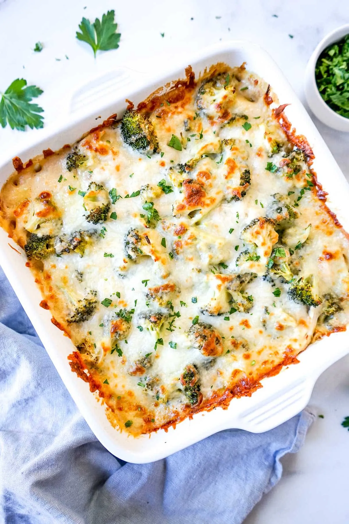 Broccoli Cheddar Chicken Lasagna