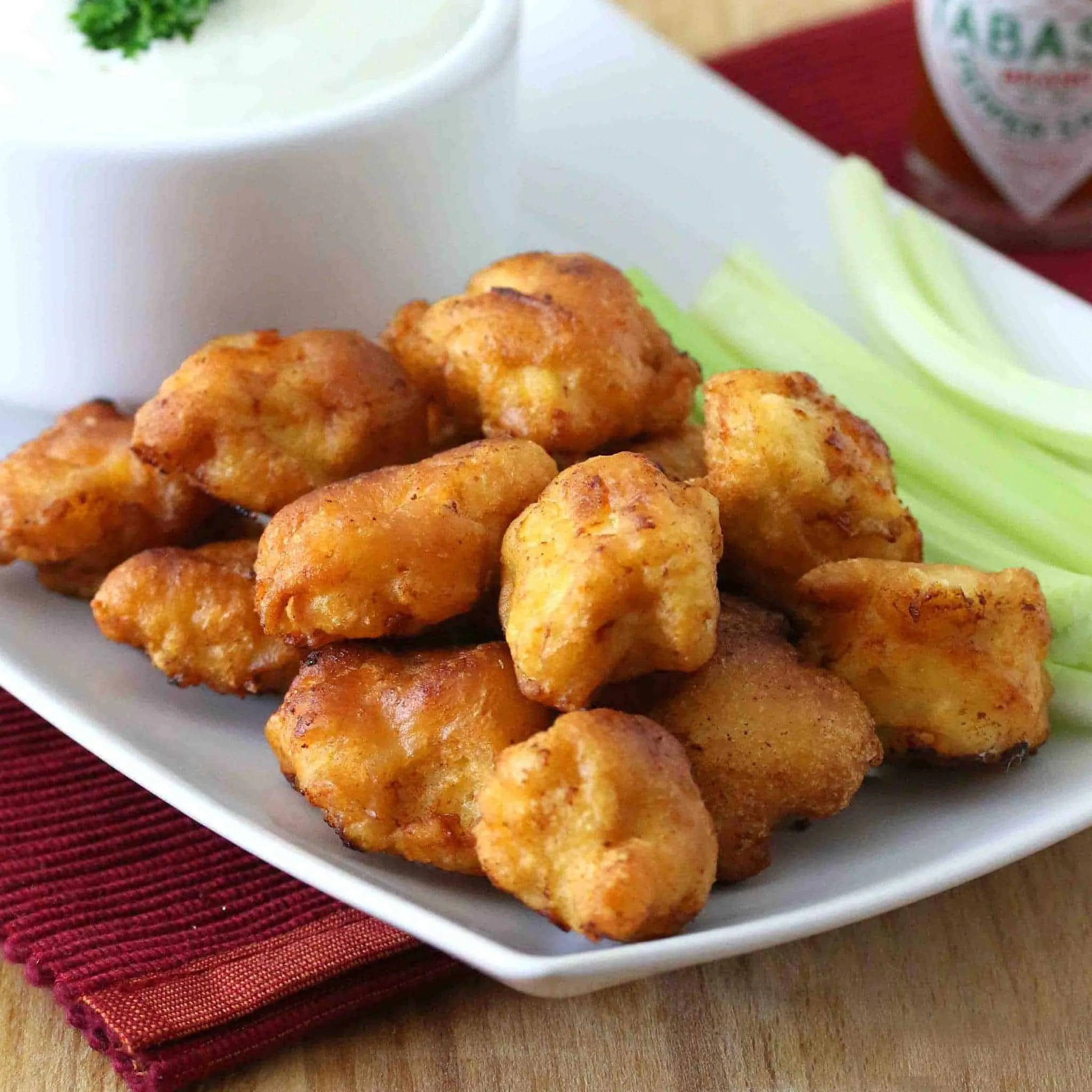 Buffalo Blue Cheese Popcorn Chicken