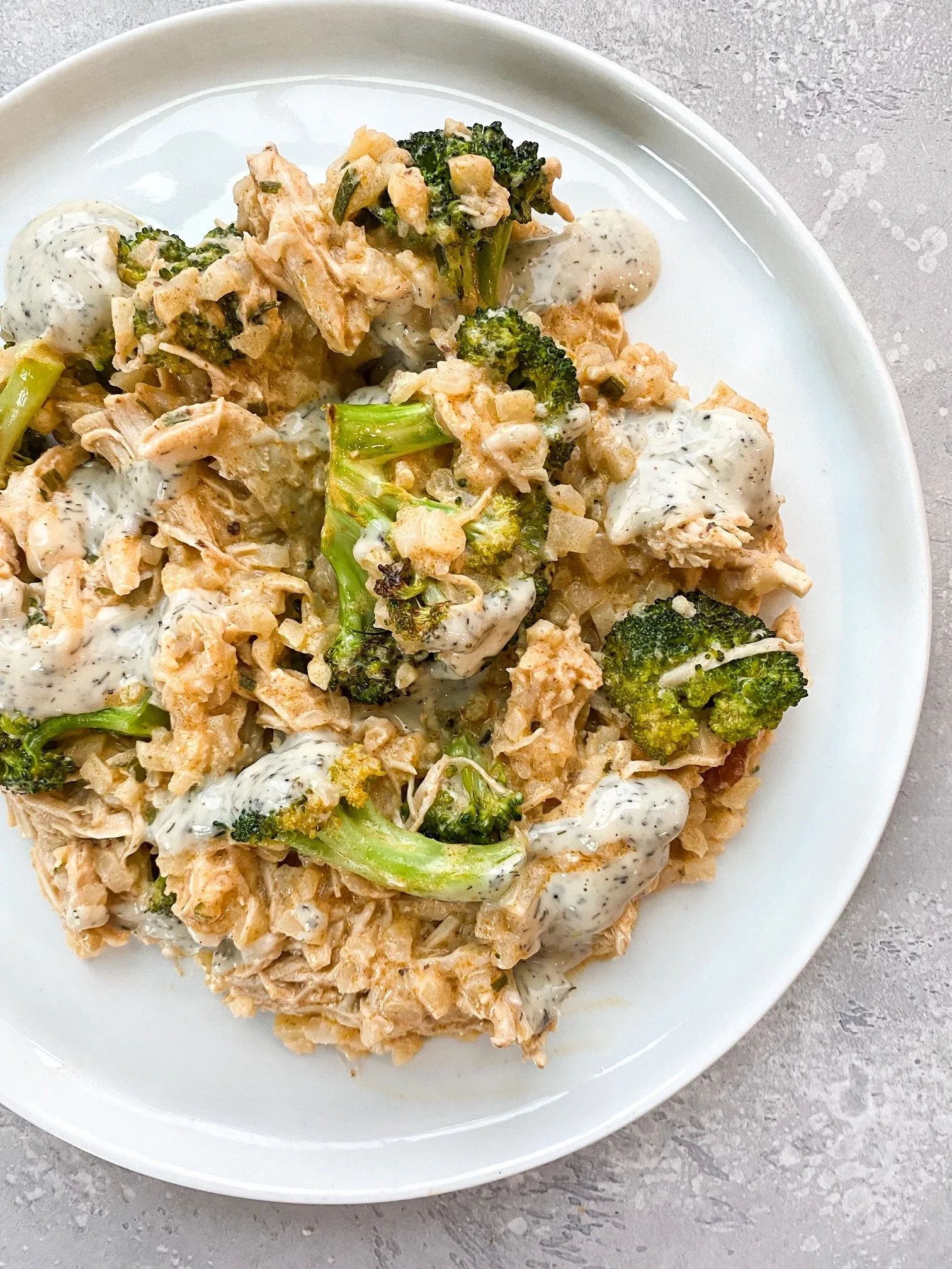 Buffalo Ranch Chicken Broccoli Casserole