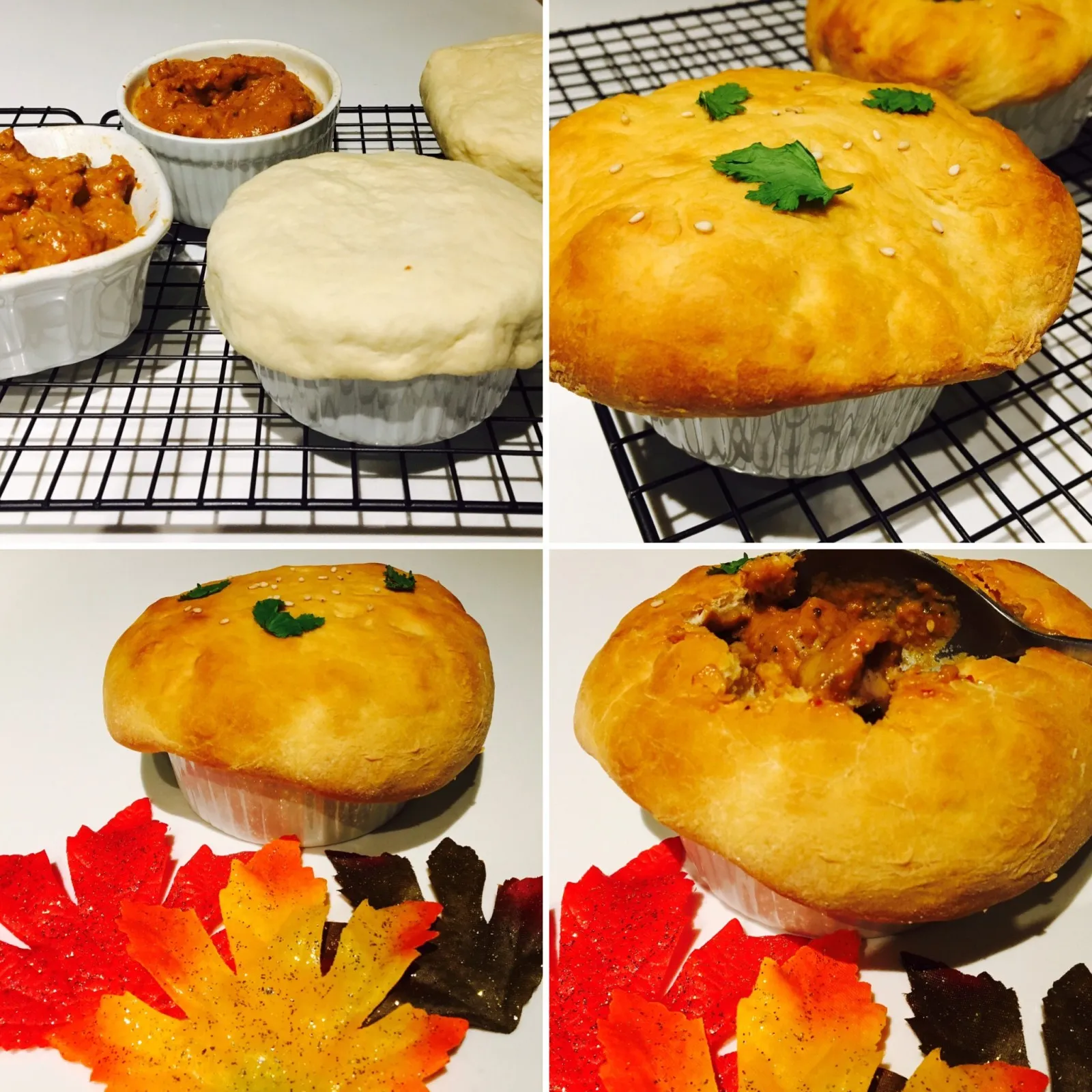 Butter Chicken Pot Pie Naan Crust