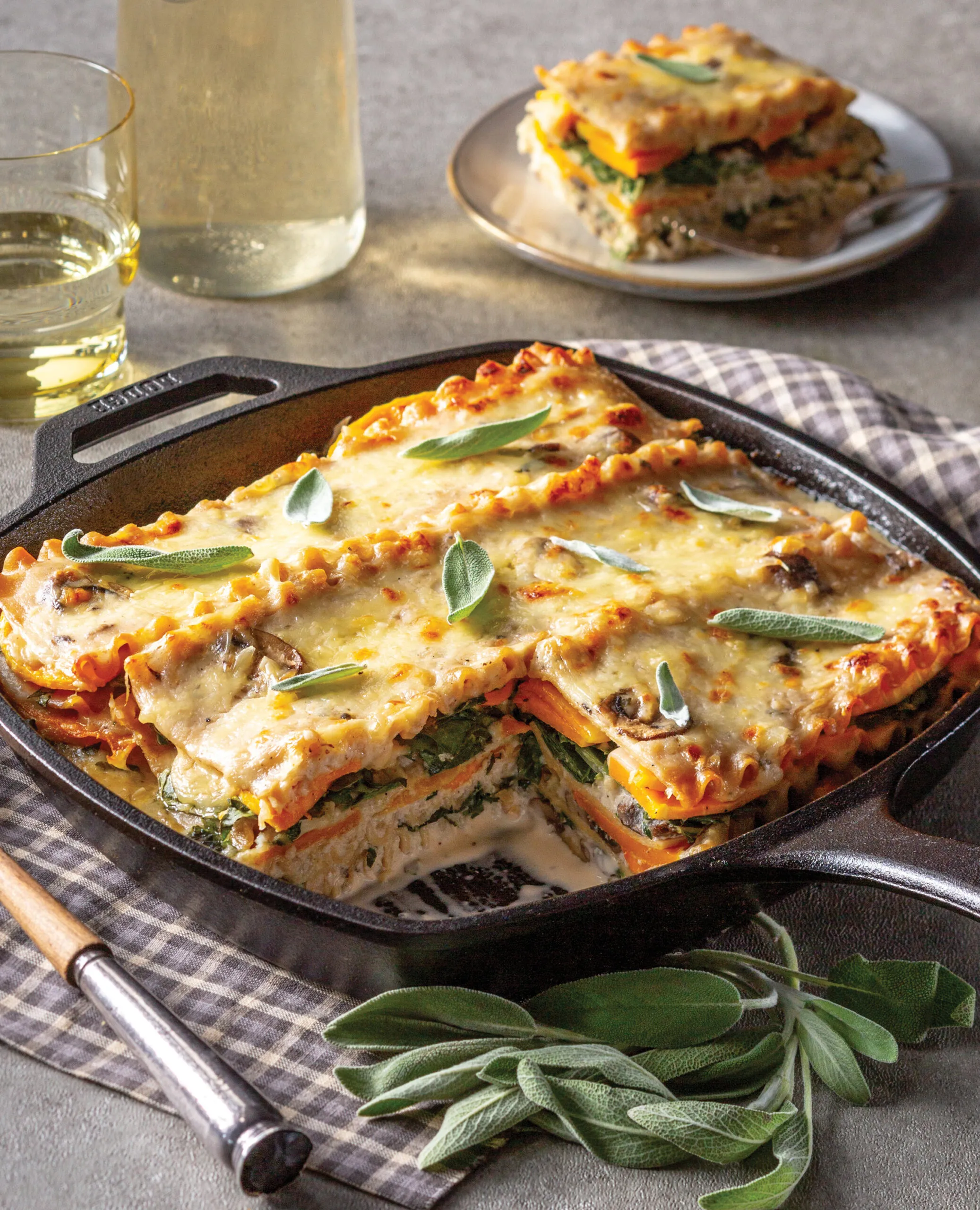 Butternut Squash Sage and Mushroom Lasagna