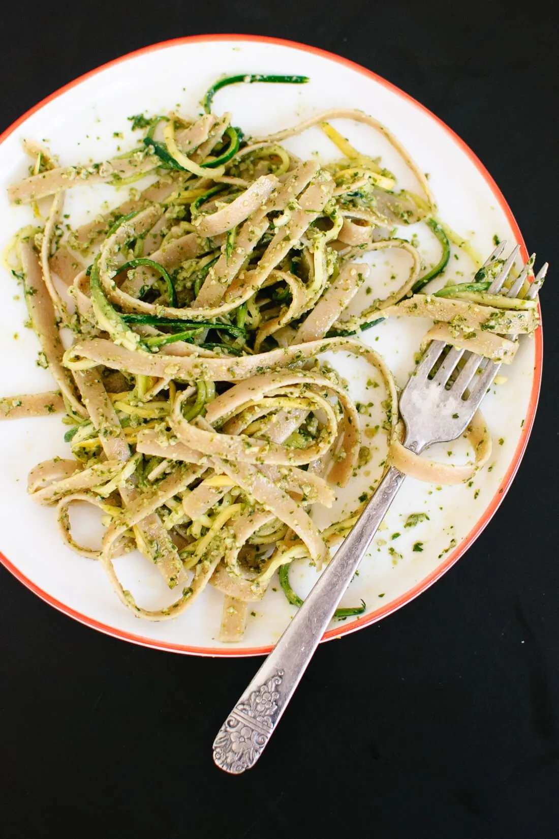 Carrot Zucchini Ribbons and Cilantro Pepita Pesto