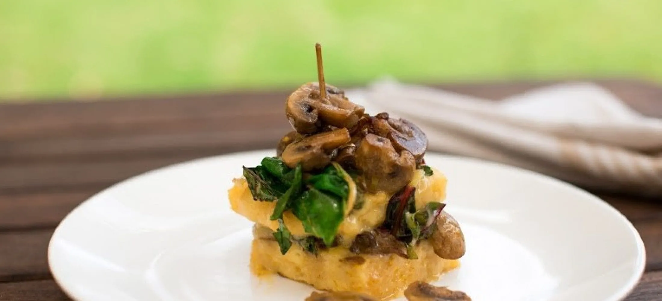 Cheese, Spinach, and Mushroom Polenta Stacks