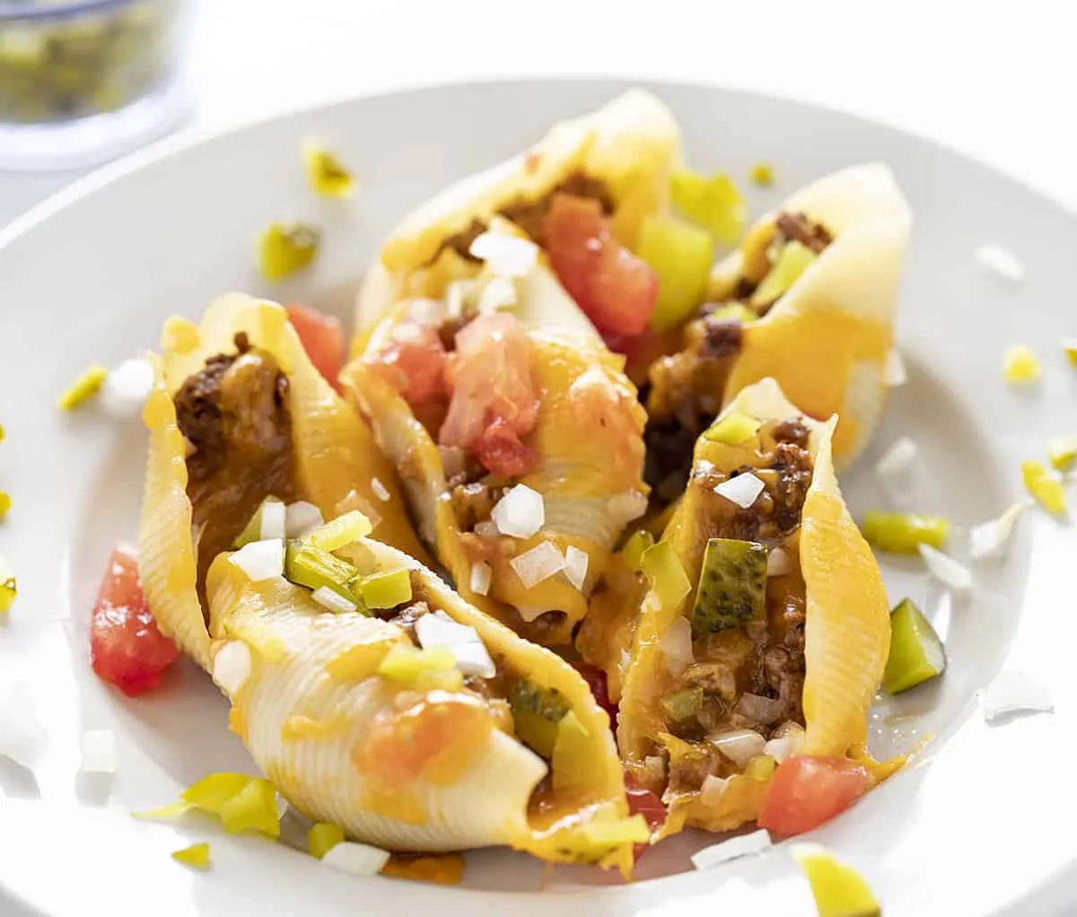 Cheeseburger Stuffed Jumbo Pasta Shells