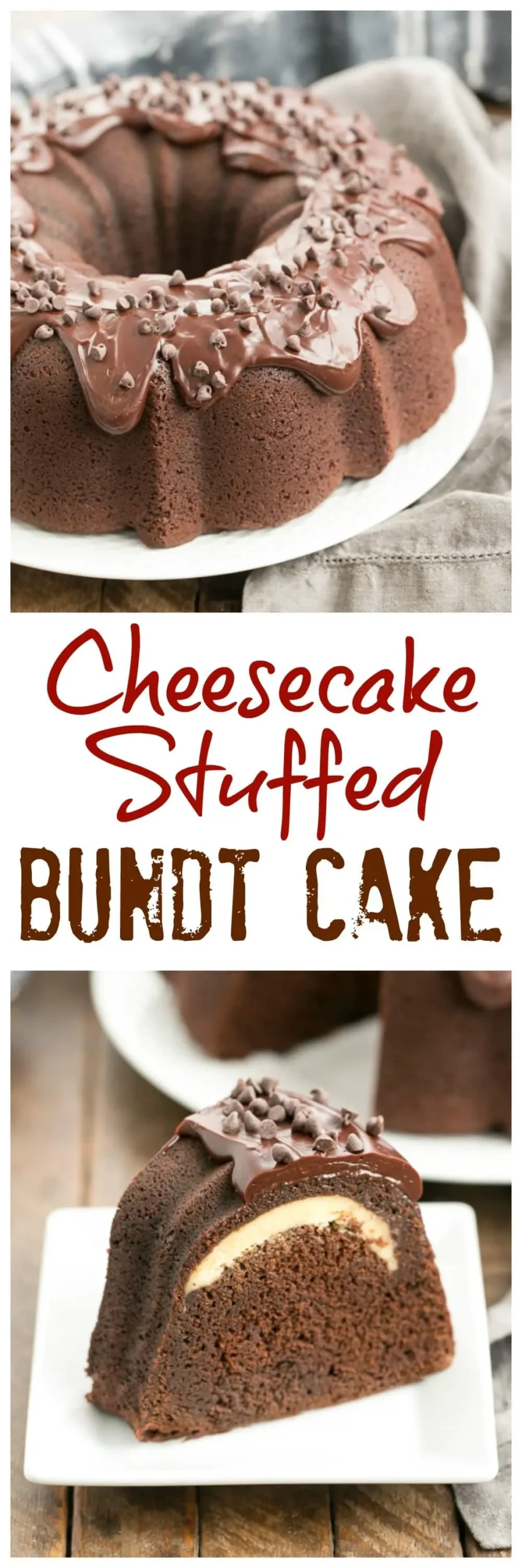 Cheesecake Stuffed Chocolate Bundt Cake