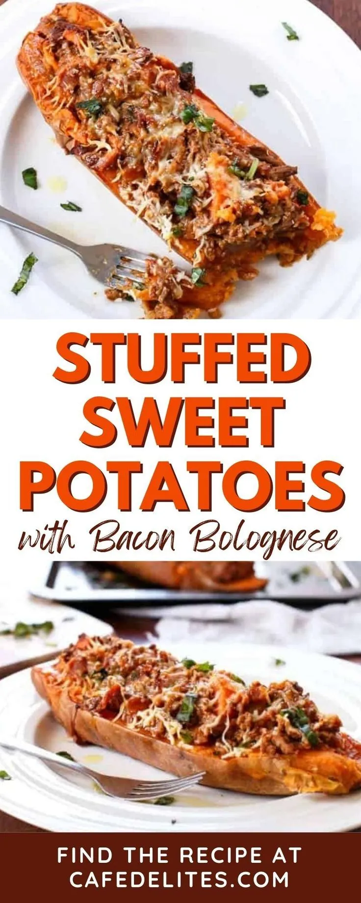 Cheesy Bacon Bolognese Stuffed Sweet Potatoes