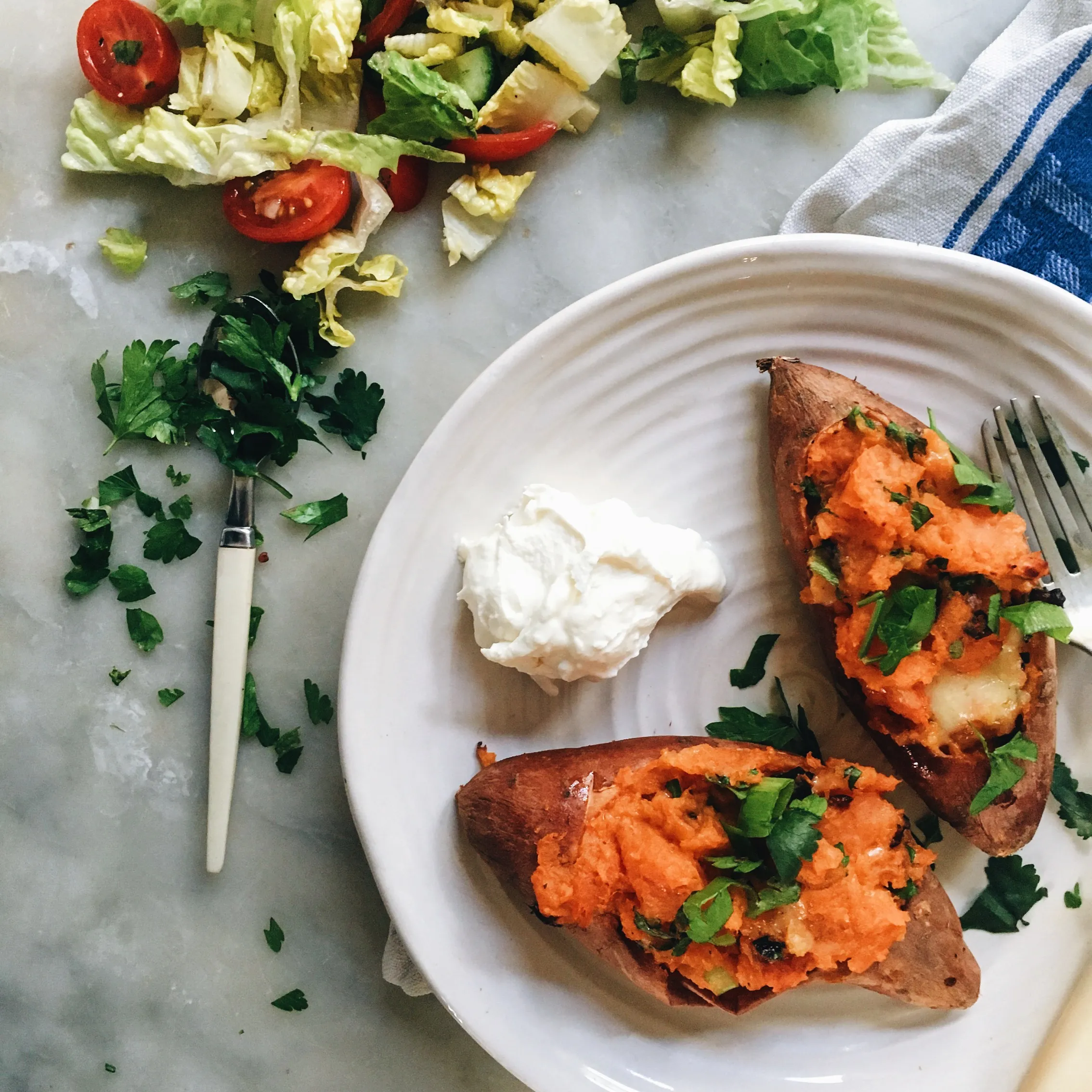 Cheesy Baked Sweet Potato