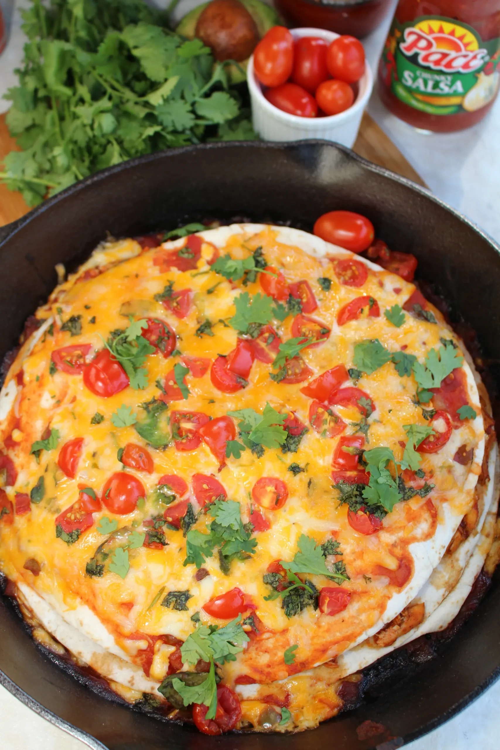 Cheesy Chicken Enchilada Casserole