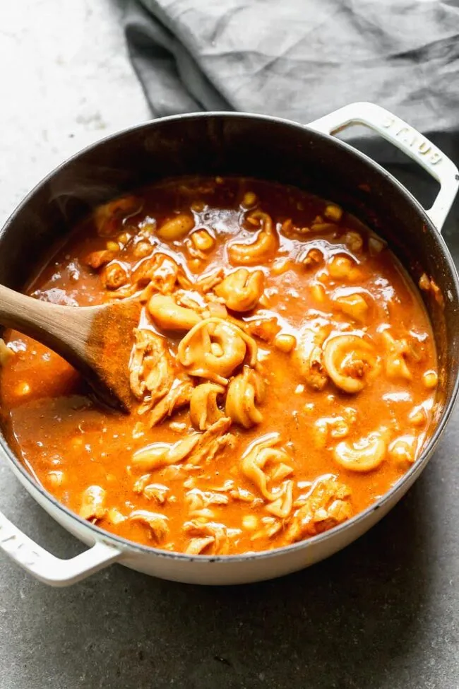 Cheesy Chicken Enchilada Soup with Tortellini