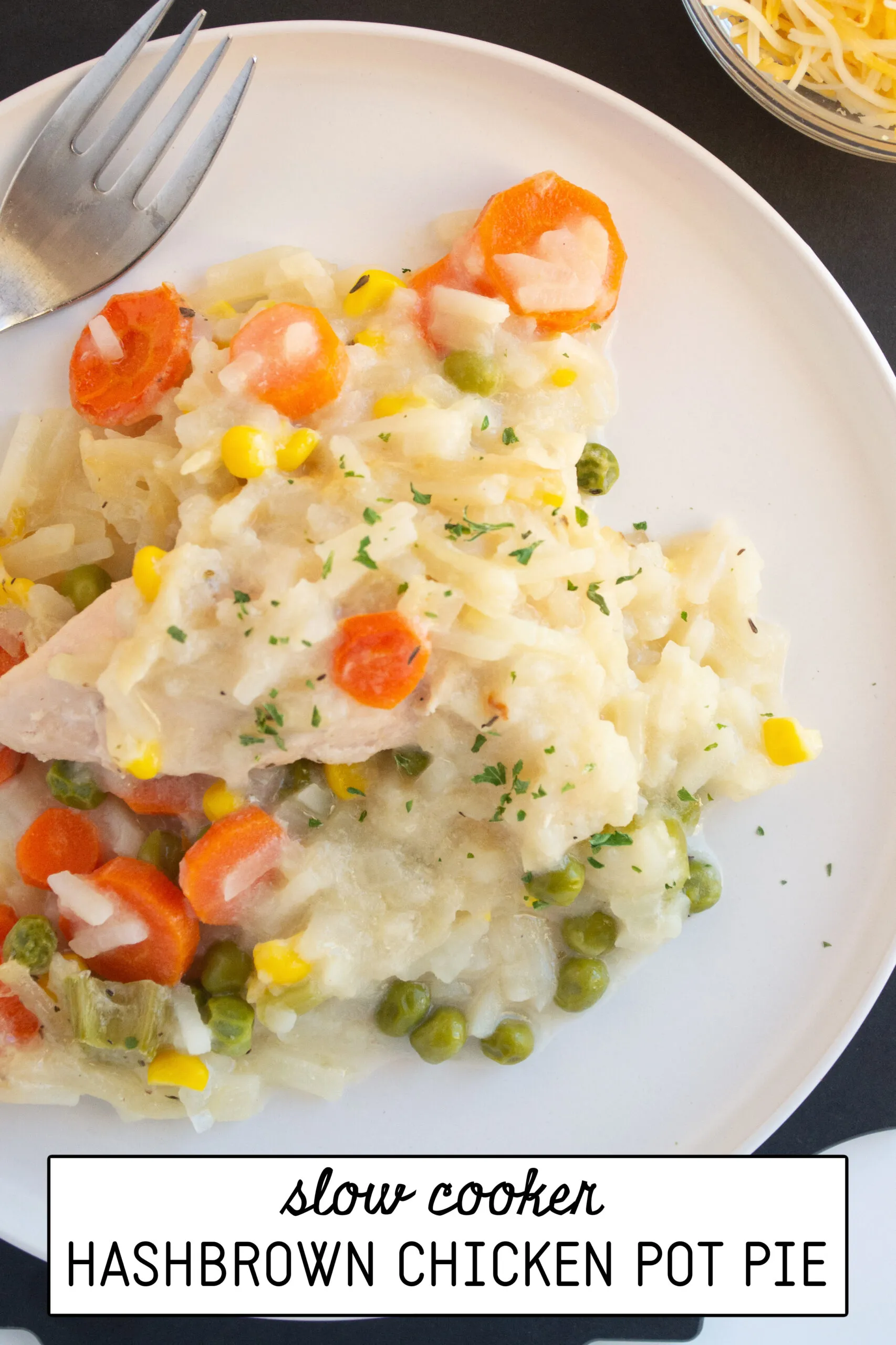 Cheesy Chicken Pot Pie with Hashbrown Crust