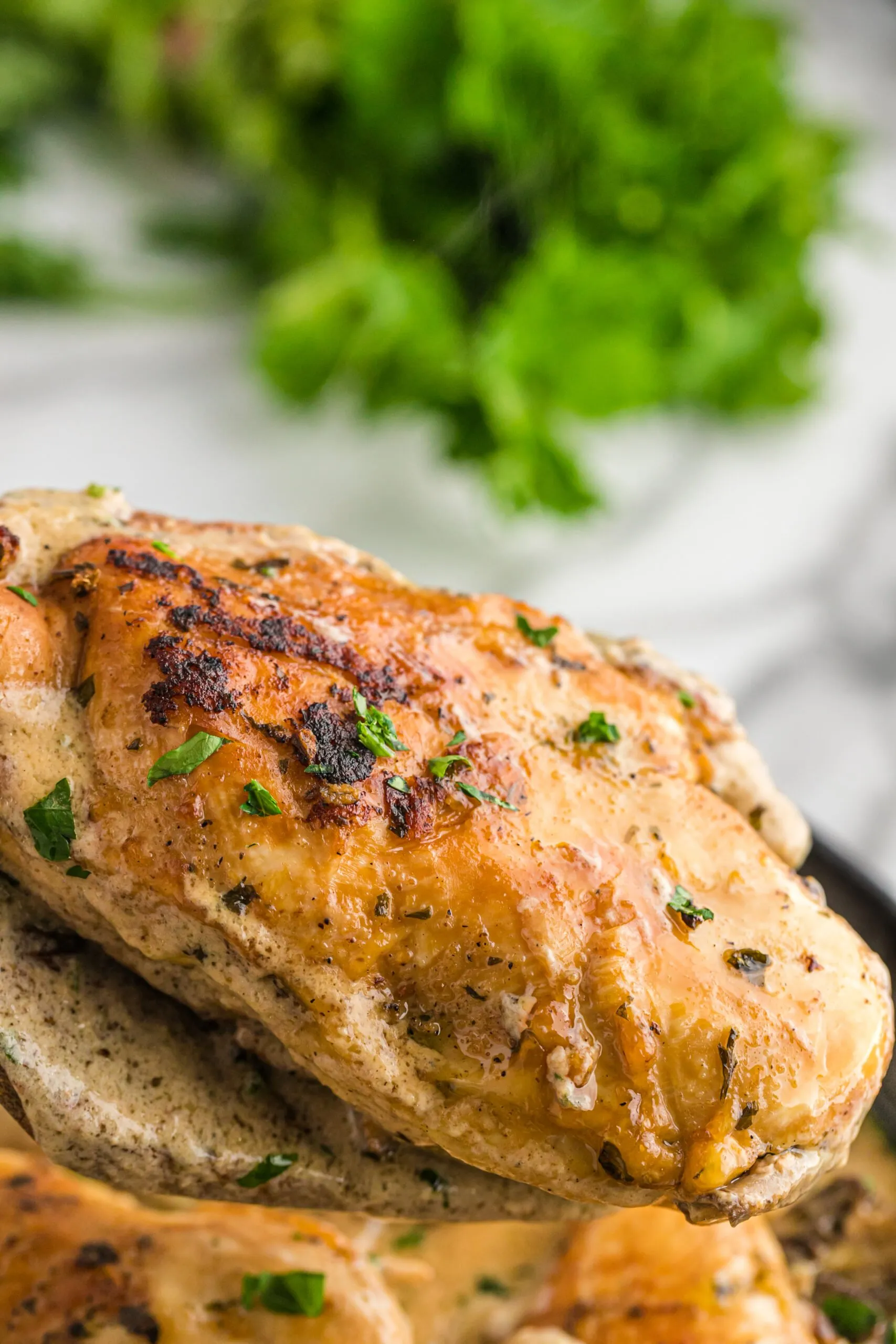 Cheesy Garlic Butter Mushroom Stuffed Chicken
