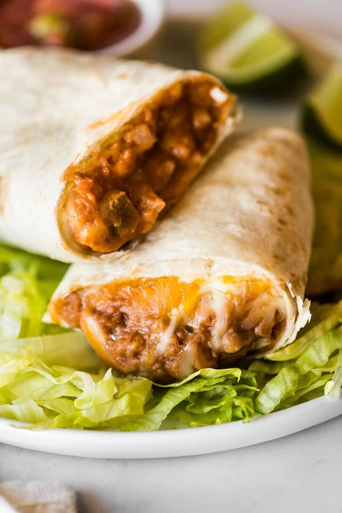 Cheesy Refried Bean Burritos