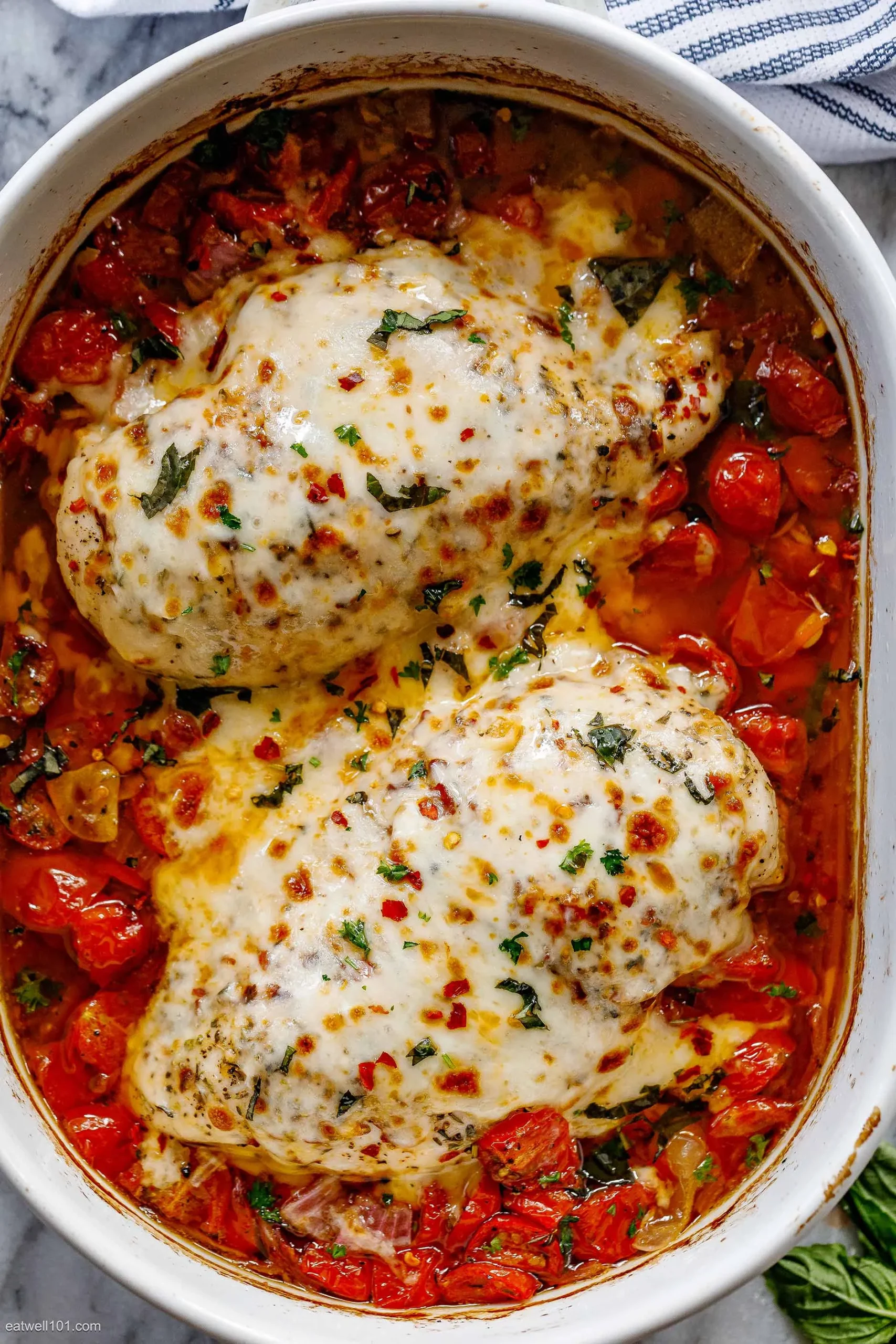 Chicken Breasts Stuffed with Mozzarella and Ham with Tomato Sauce