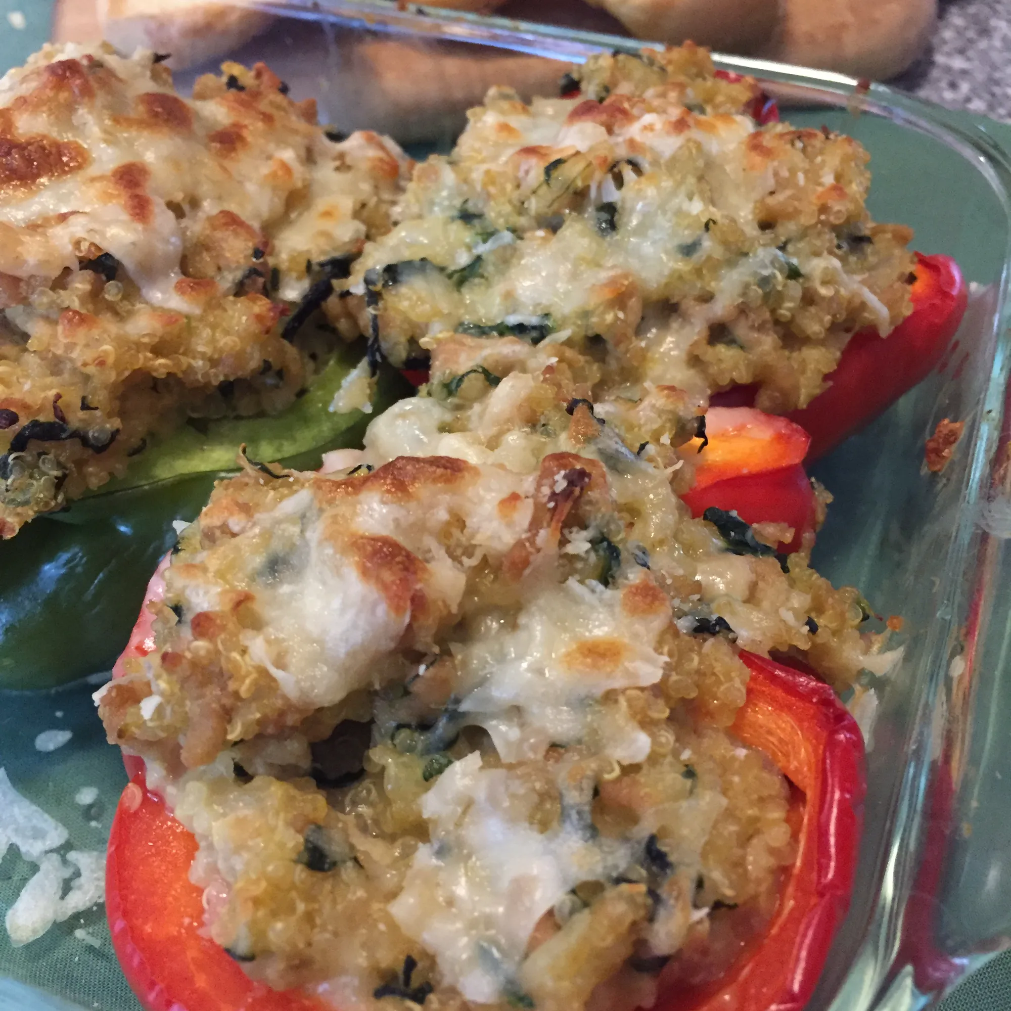 Chicken Fried Quinoa Stuffed Peppers