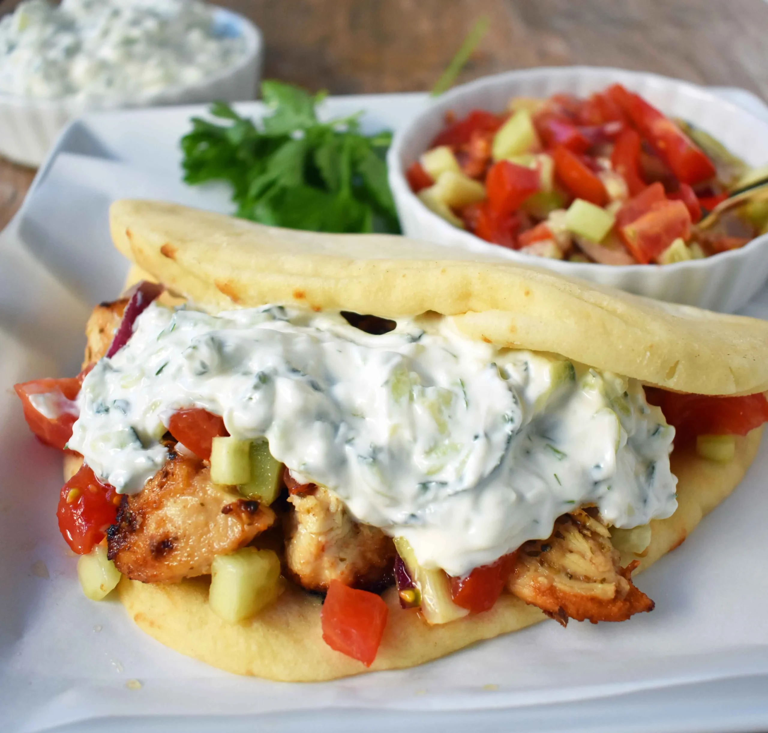 Chicken Gyros with Tzatziki Cucumber Sauce