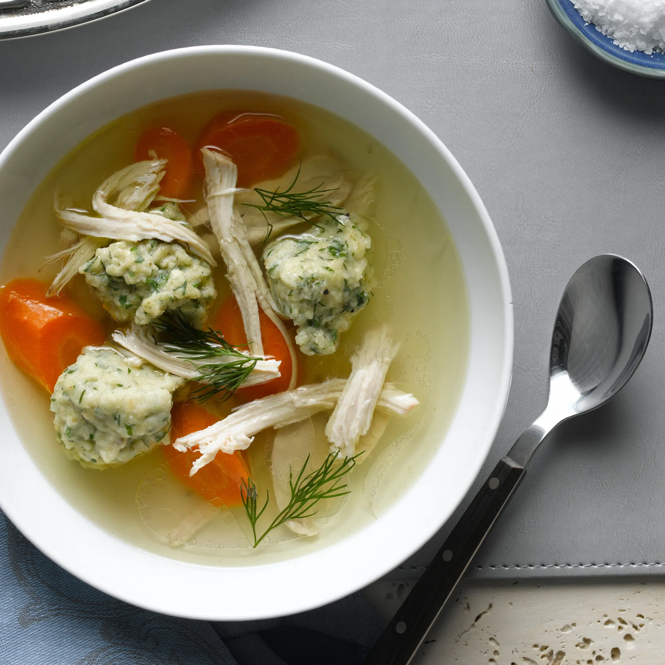 Chicken Soup with Wild Mushrooms and Herbed Matzo Balls