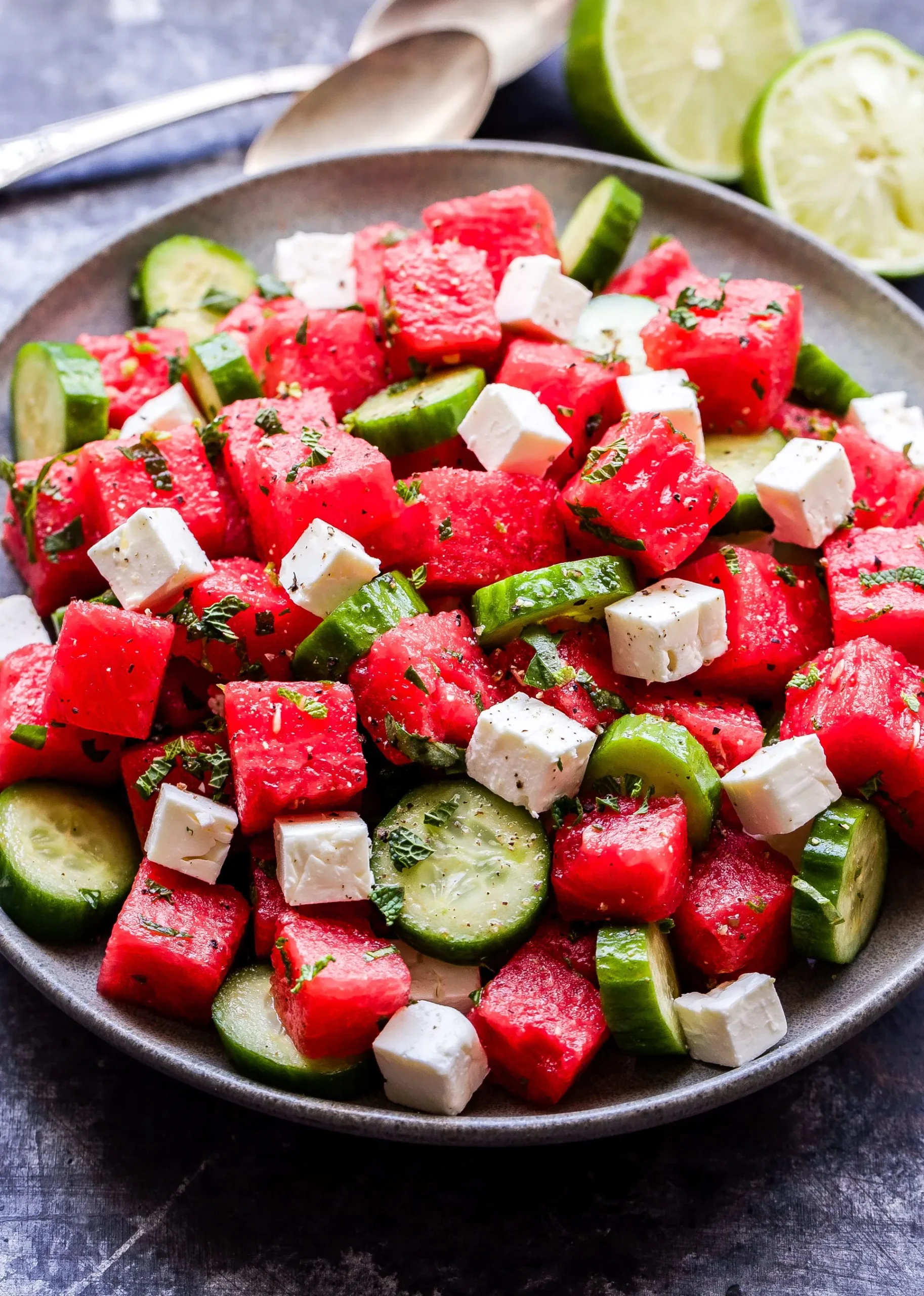 Chilled Watermelon Cucumber Feta Salad