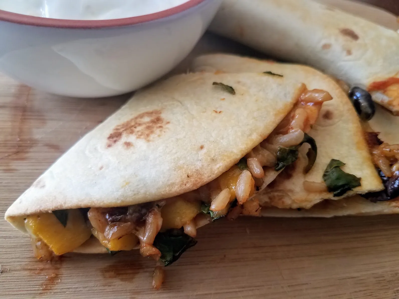 Chipotle Black Bean Brown Rice and Mango Quesadillas