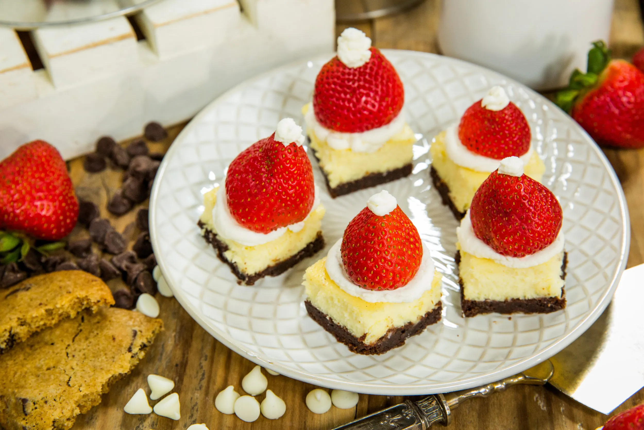 Chocolate Cheesecake Santa Hats