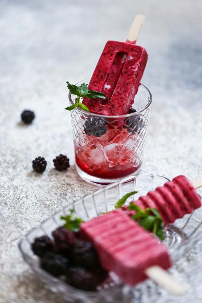 Chocolate Dipped Blackberry Buttermilk Popsicles