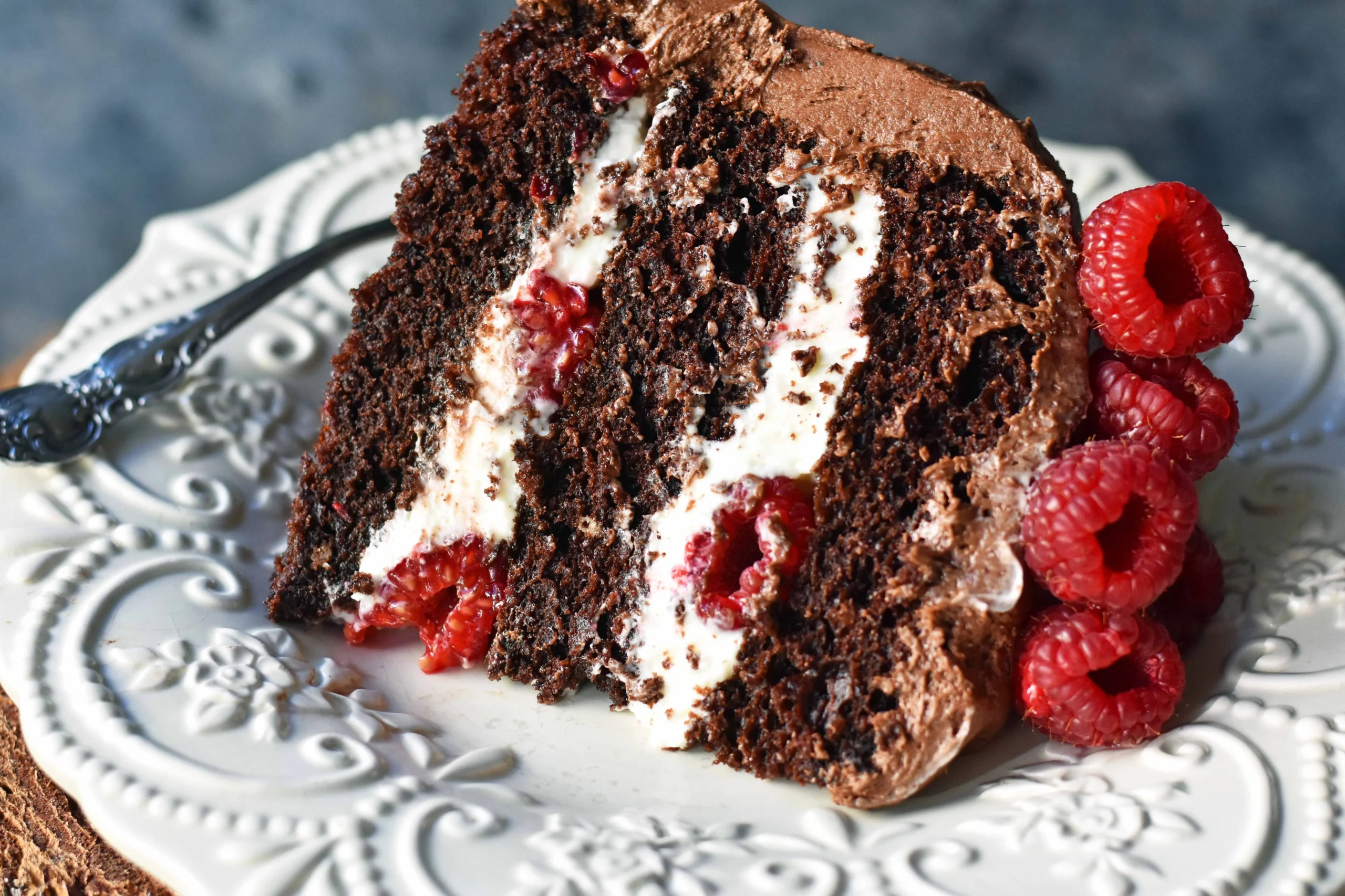 Chocolate Layer Cake with Raspberry Cream Filling