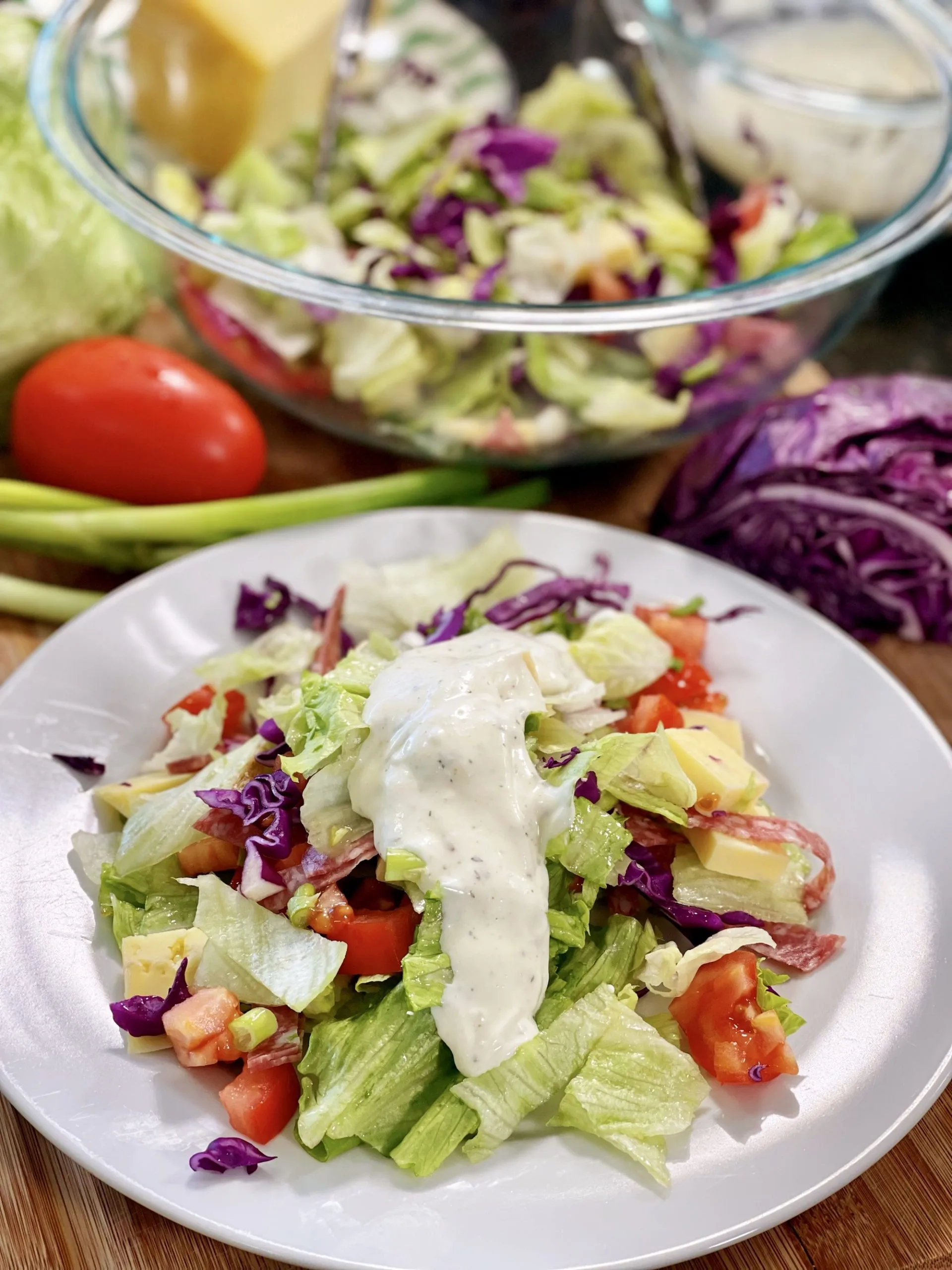 Chopped Salad with Garlic Dill Ranch Dressing